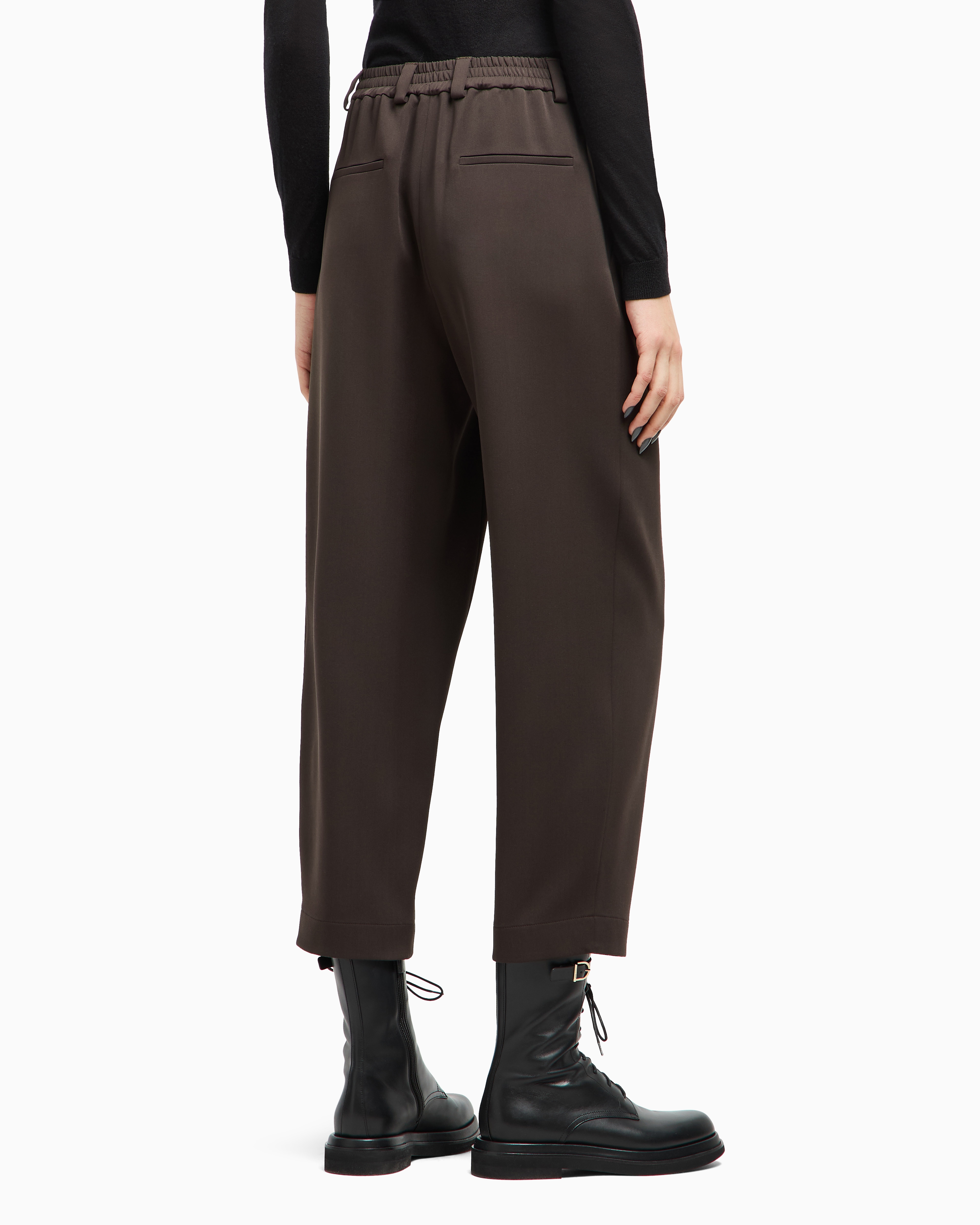 Giorgio Armani Straight Trousers In Silk Double Georgette In Brown