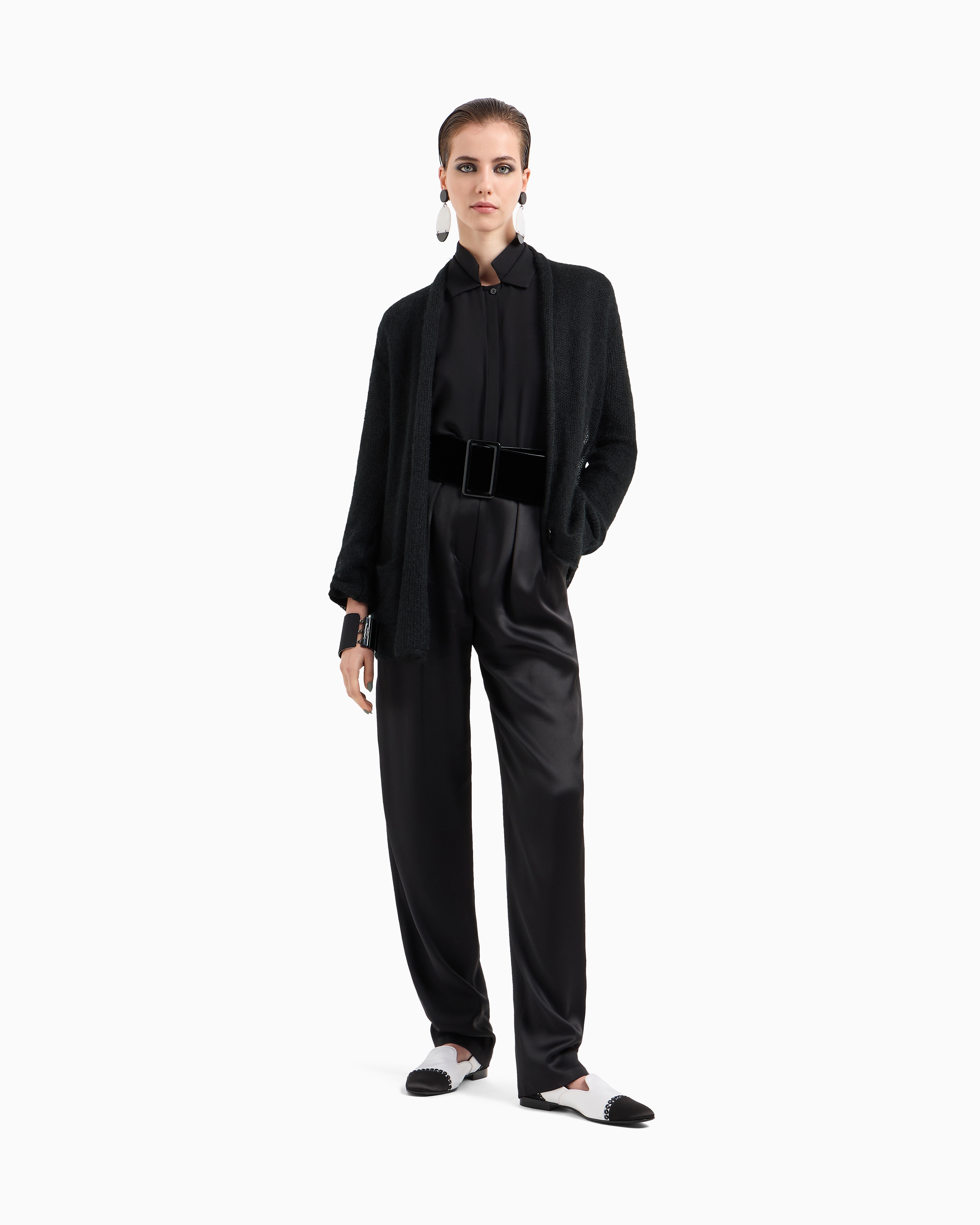 Double-sided silk-satin two-pleat trousers | Giorgio Armani