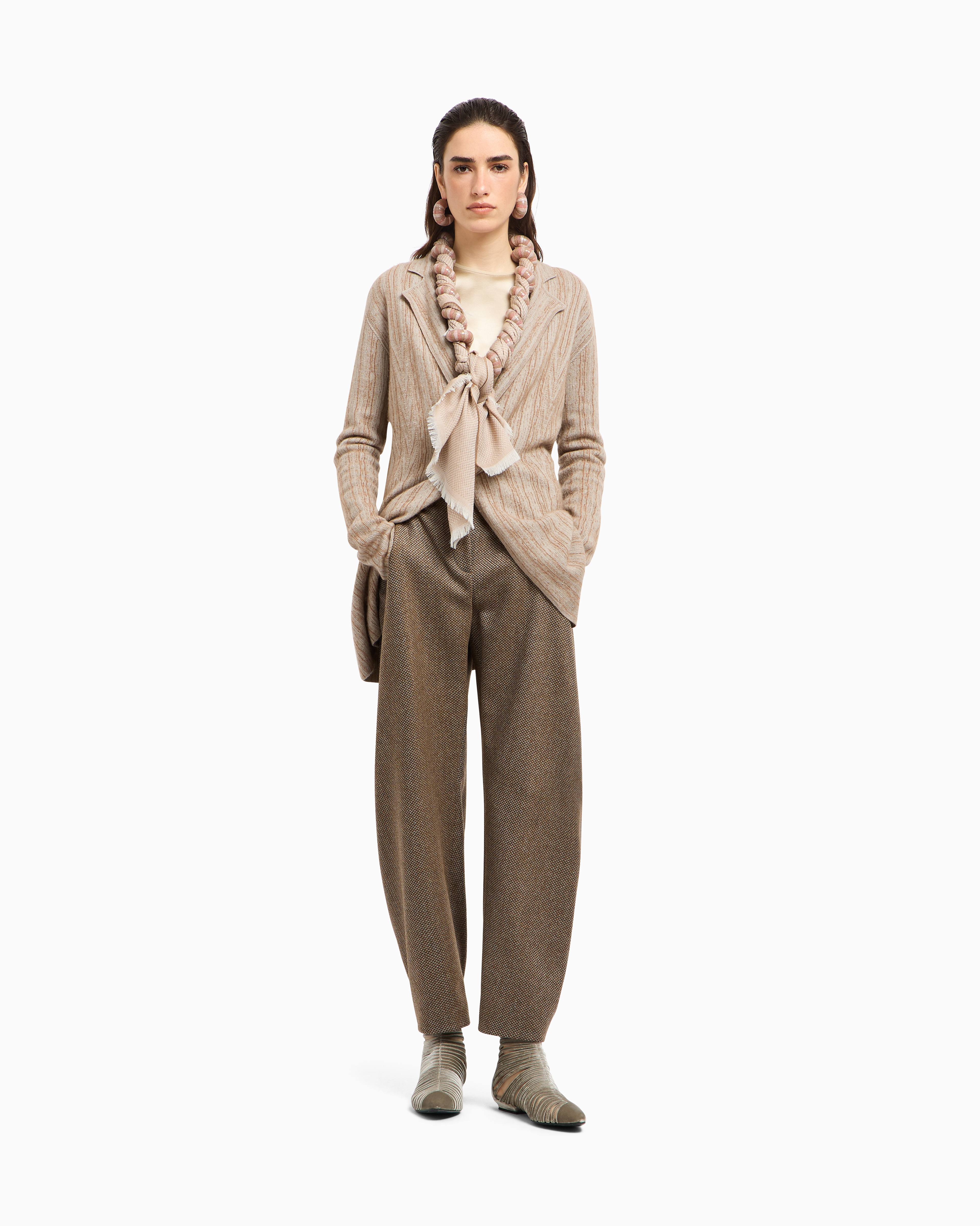 Giorgio Armani Blouse In Tussah Silk Satin In Neutral
