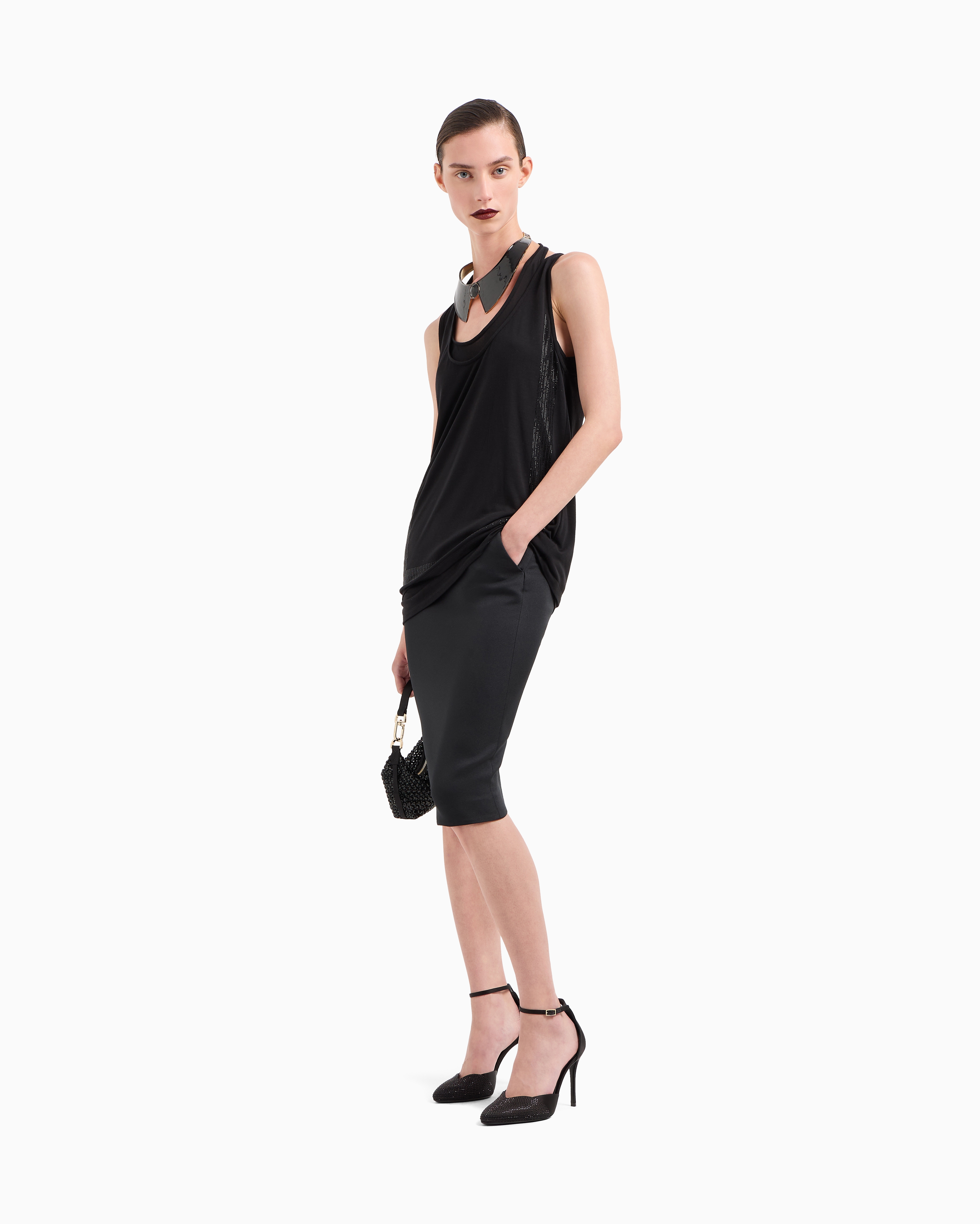 Giorgio Armani Jupe Crayon En Scuba Technique In Black