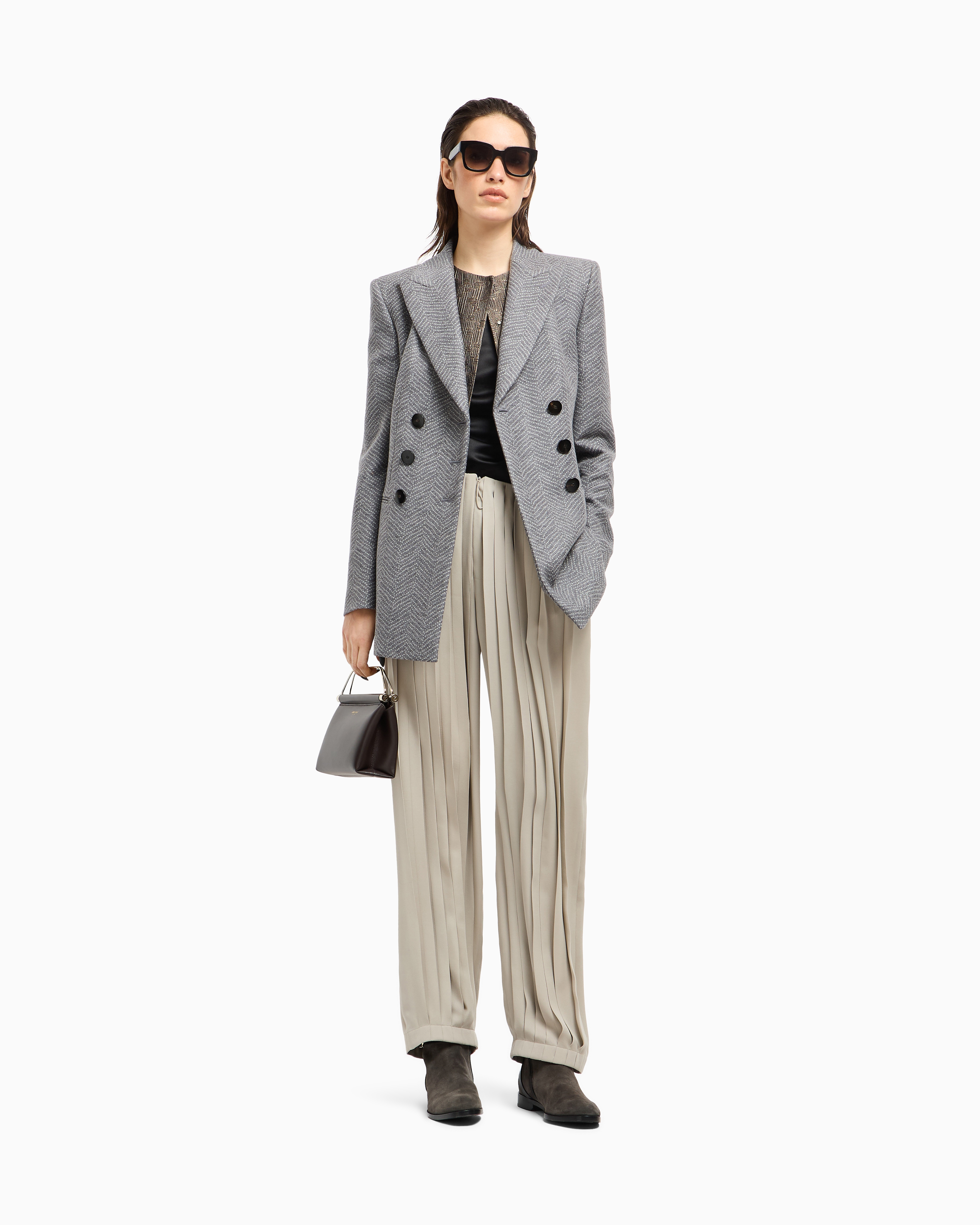 Giorgio Armani Silk Blouse With Tonal Piping In Black