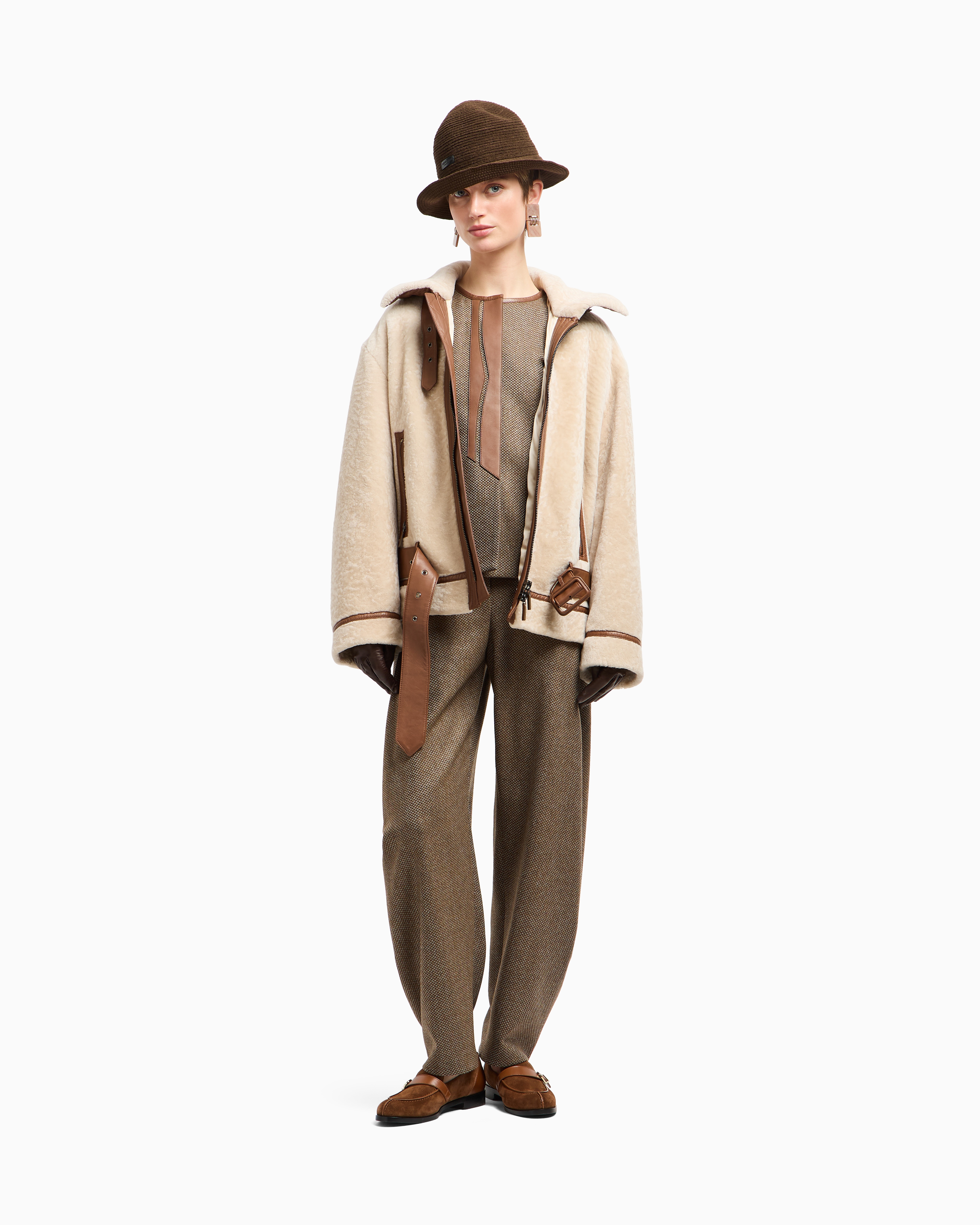 Giorgio Armani Relaxed-fit Virgin Wool And Cashmere Knit Trousers In Brown