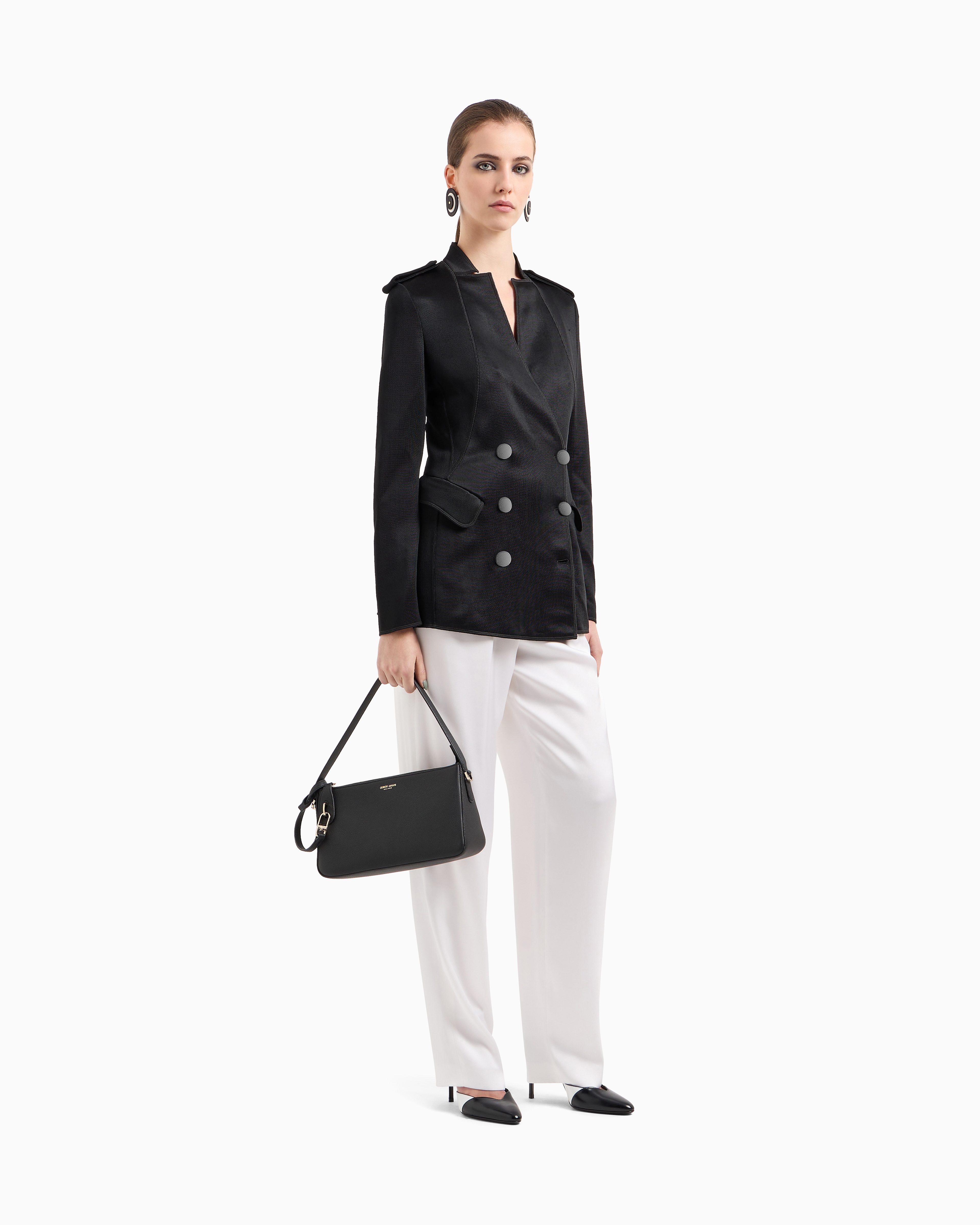 Giorgio Armani Double-sided Silk-satin Two-pleat Trousers In White