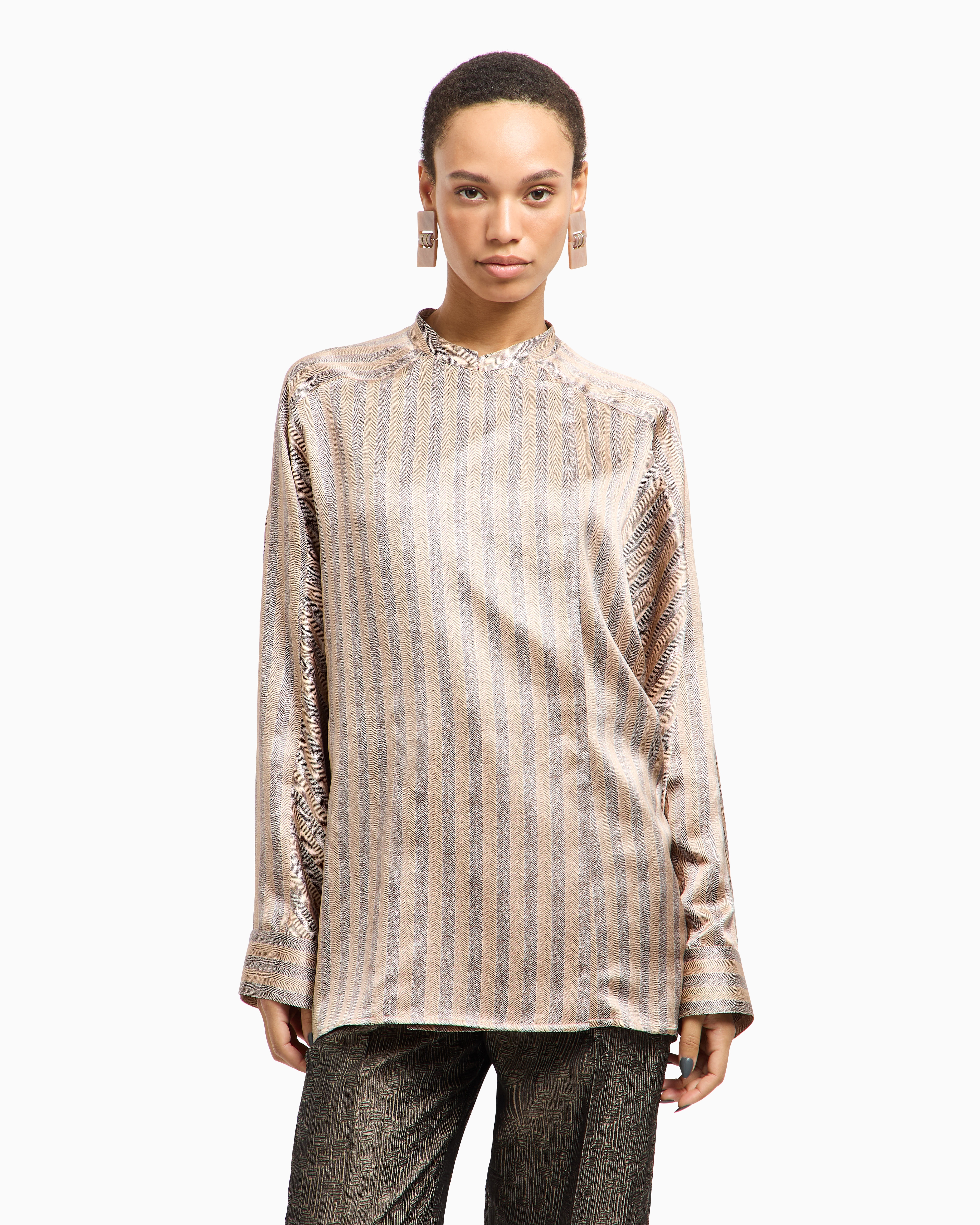 Giorgio Armani Printed Silk Shirt Jacket In Multi