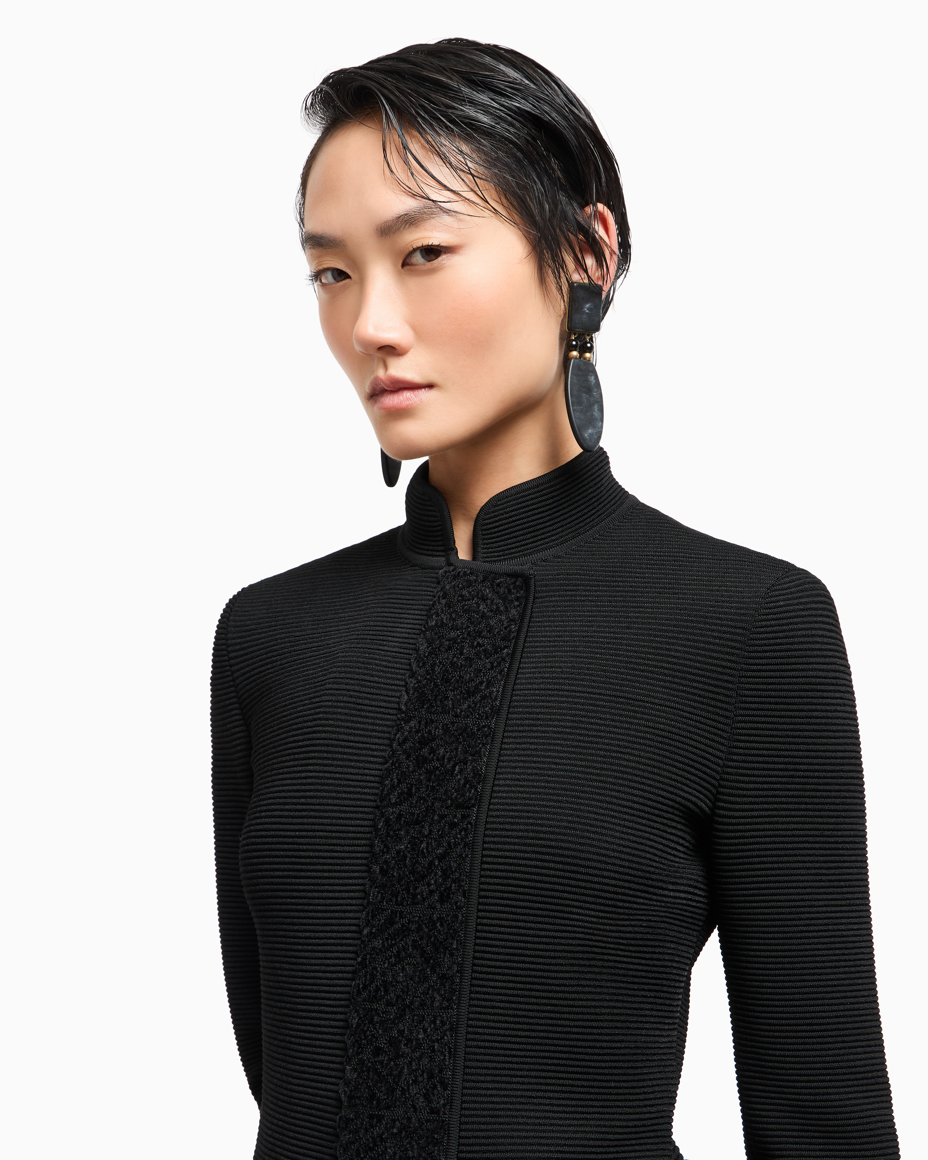 Giorgio Armani Long-sleeved Casual Jacket In Black