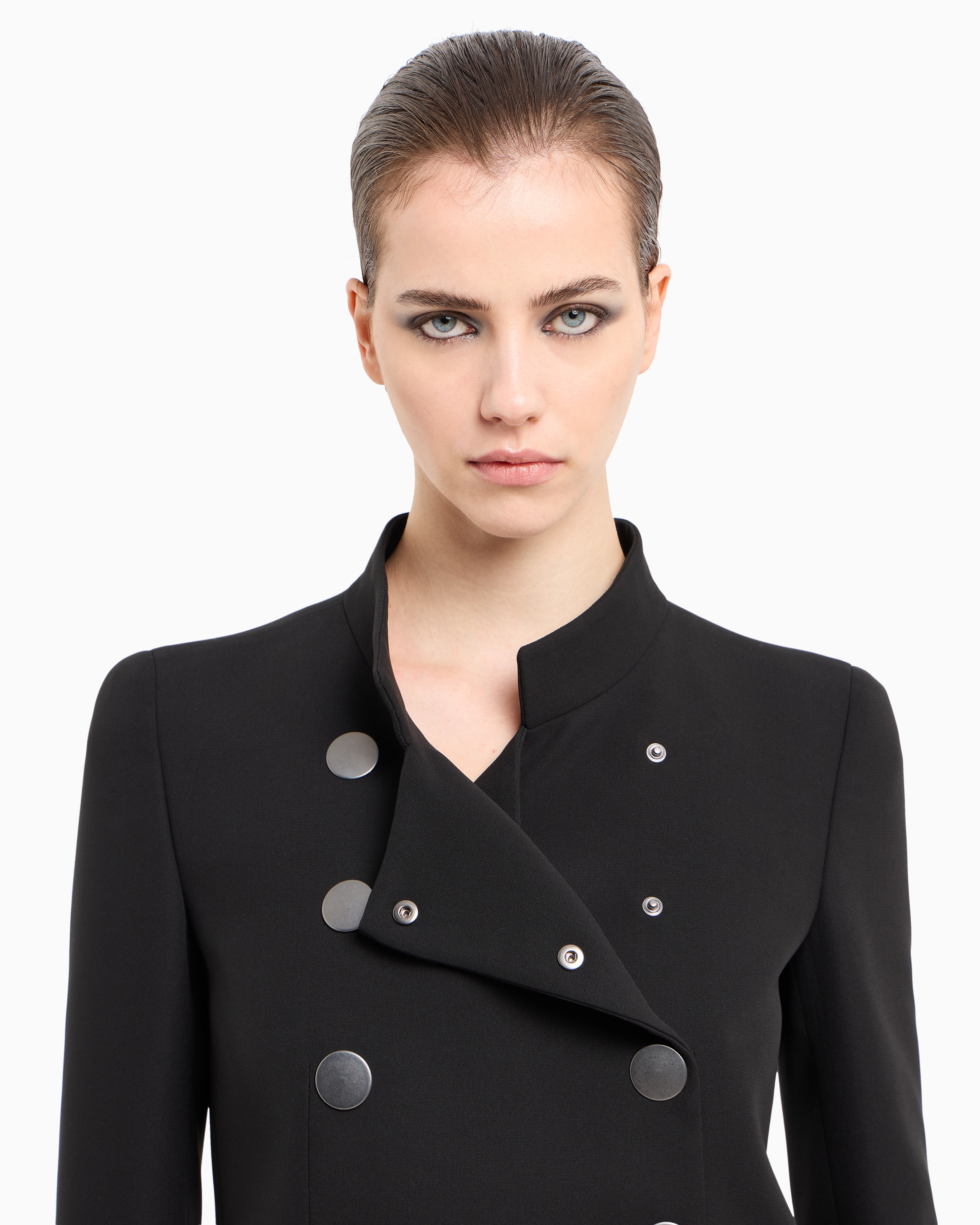 Giorgio Armani Double-breasted Short Jacket In Black