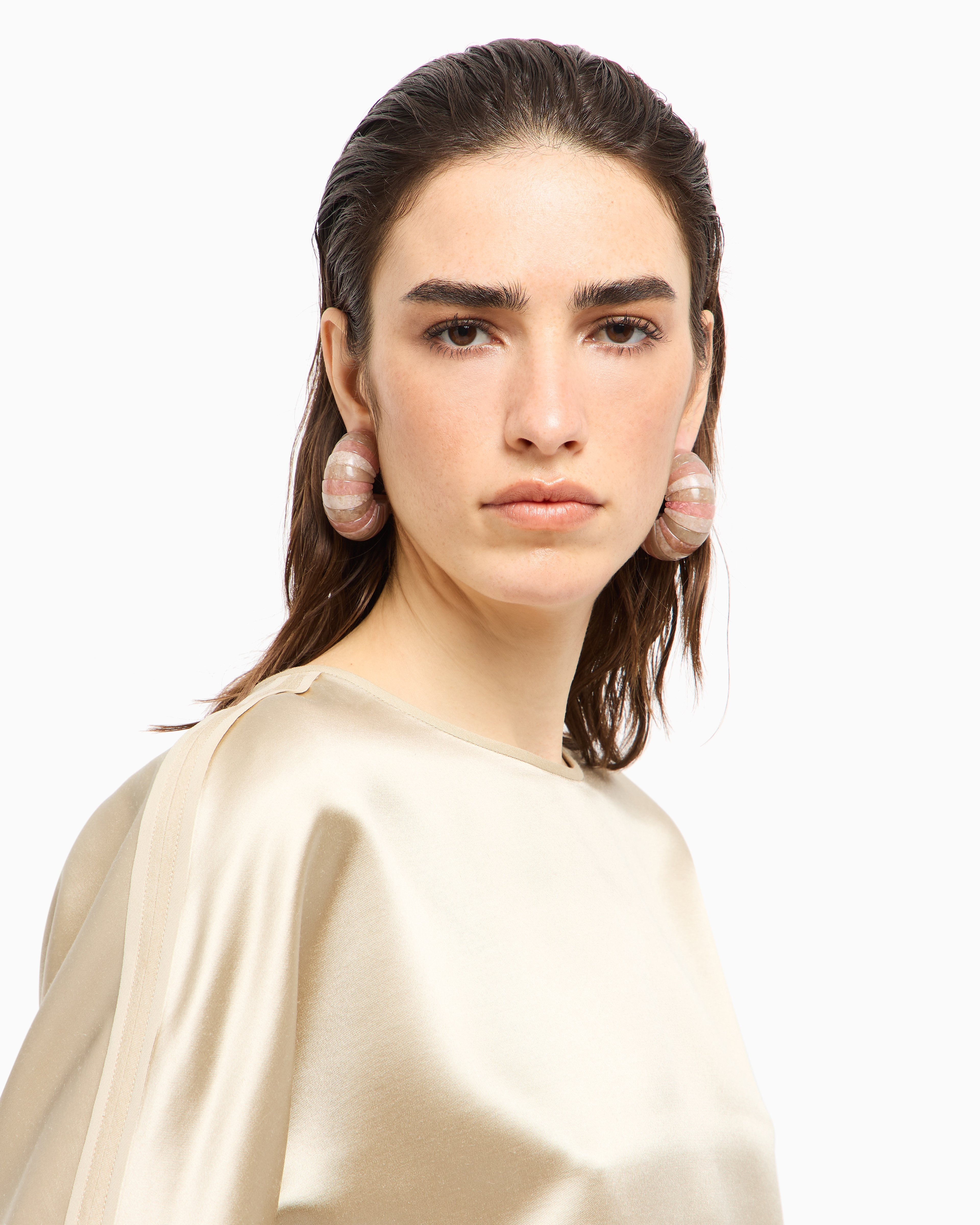 Giorgio Armani Blouse In Tussah Silk Satin In Neutral
