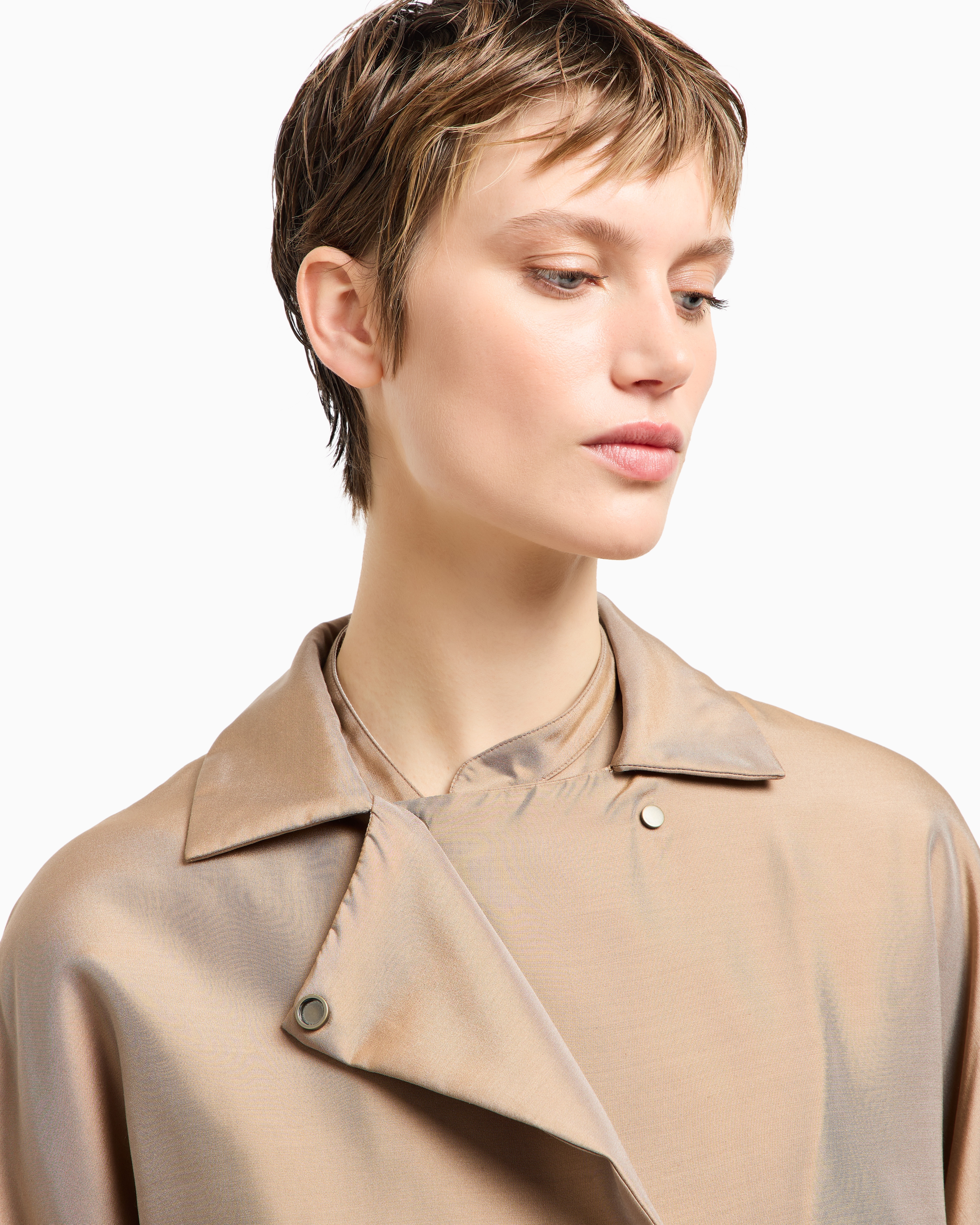 Giorgio Armani Silk Satin Blouson In Neutral