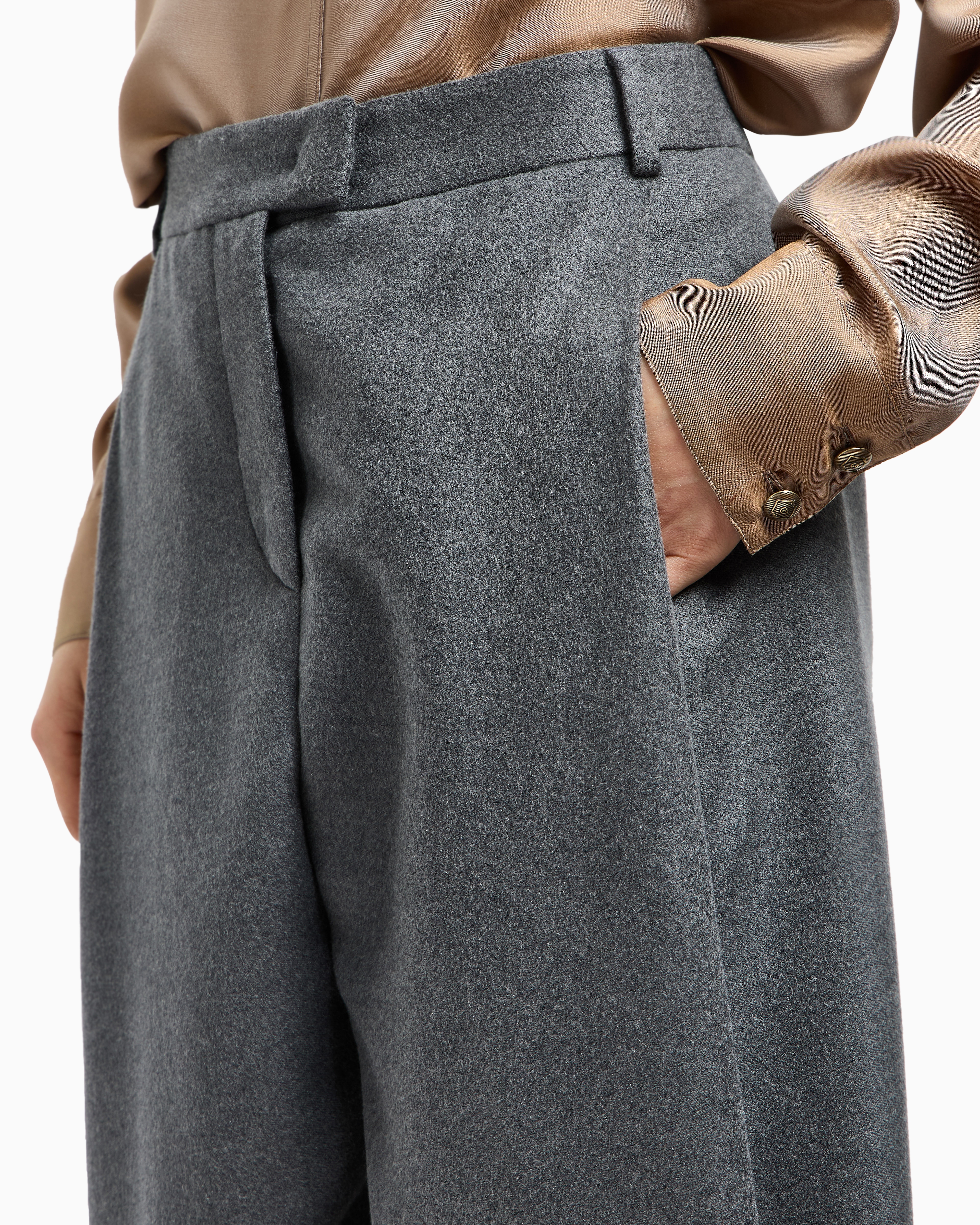 Giorgio Armani Relaxed-fit Silk Flannel Trousers In Blue