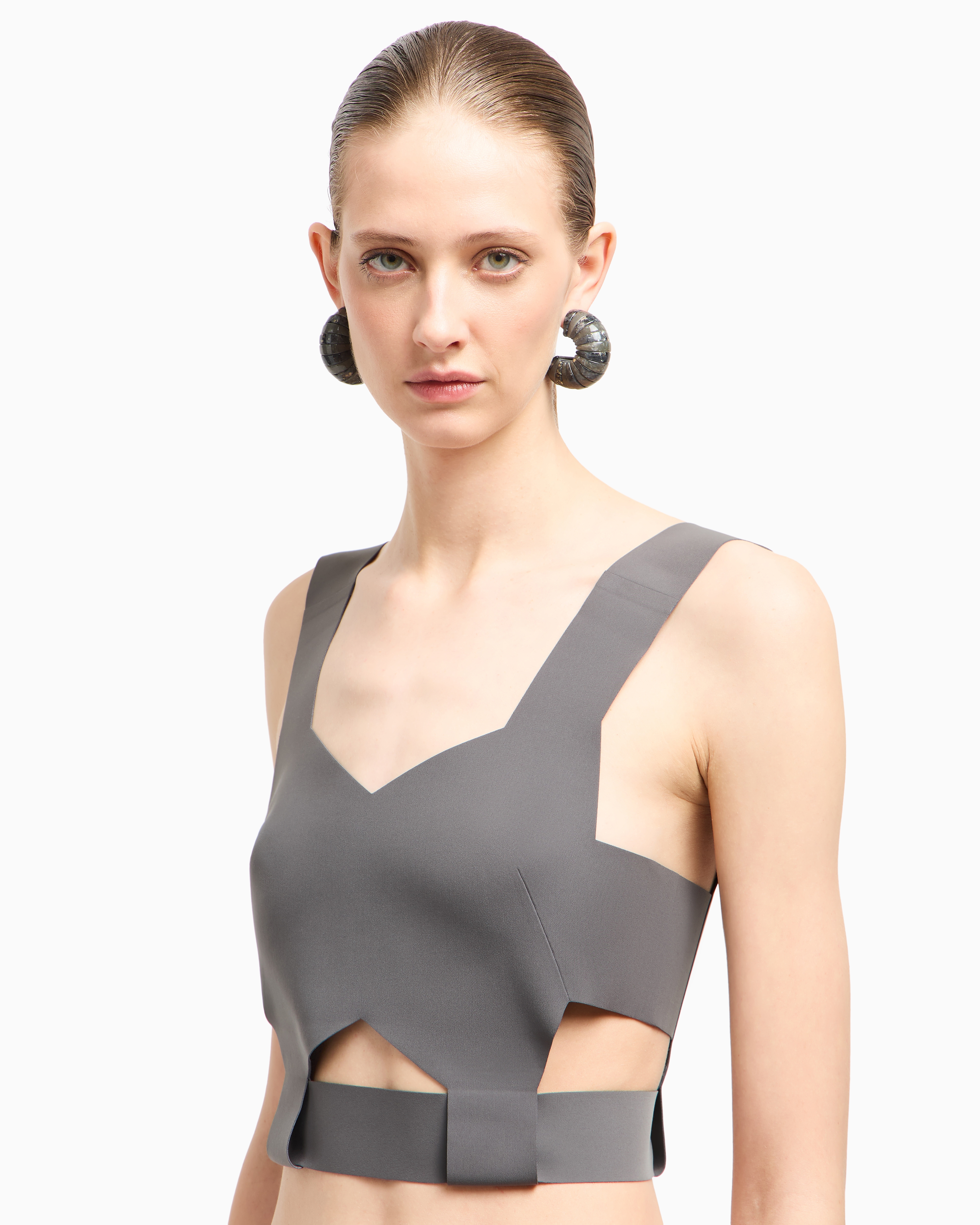 Giorgio Armani Technical Cady Top In Gray