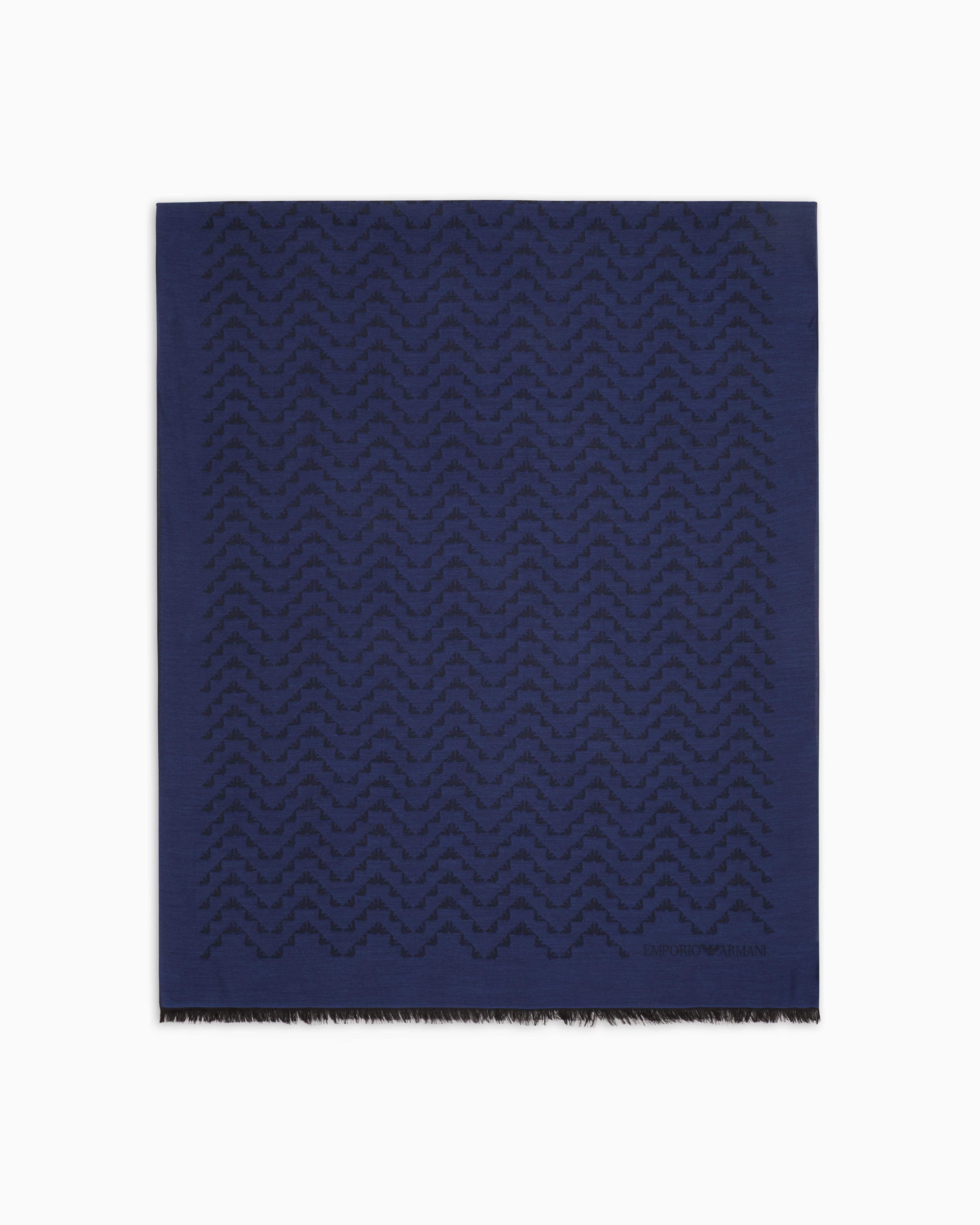 Modal-blend jacquard stole with all-over eagles | Emporio Armani