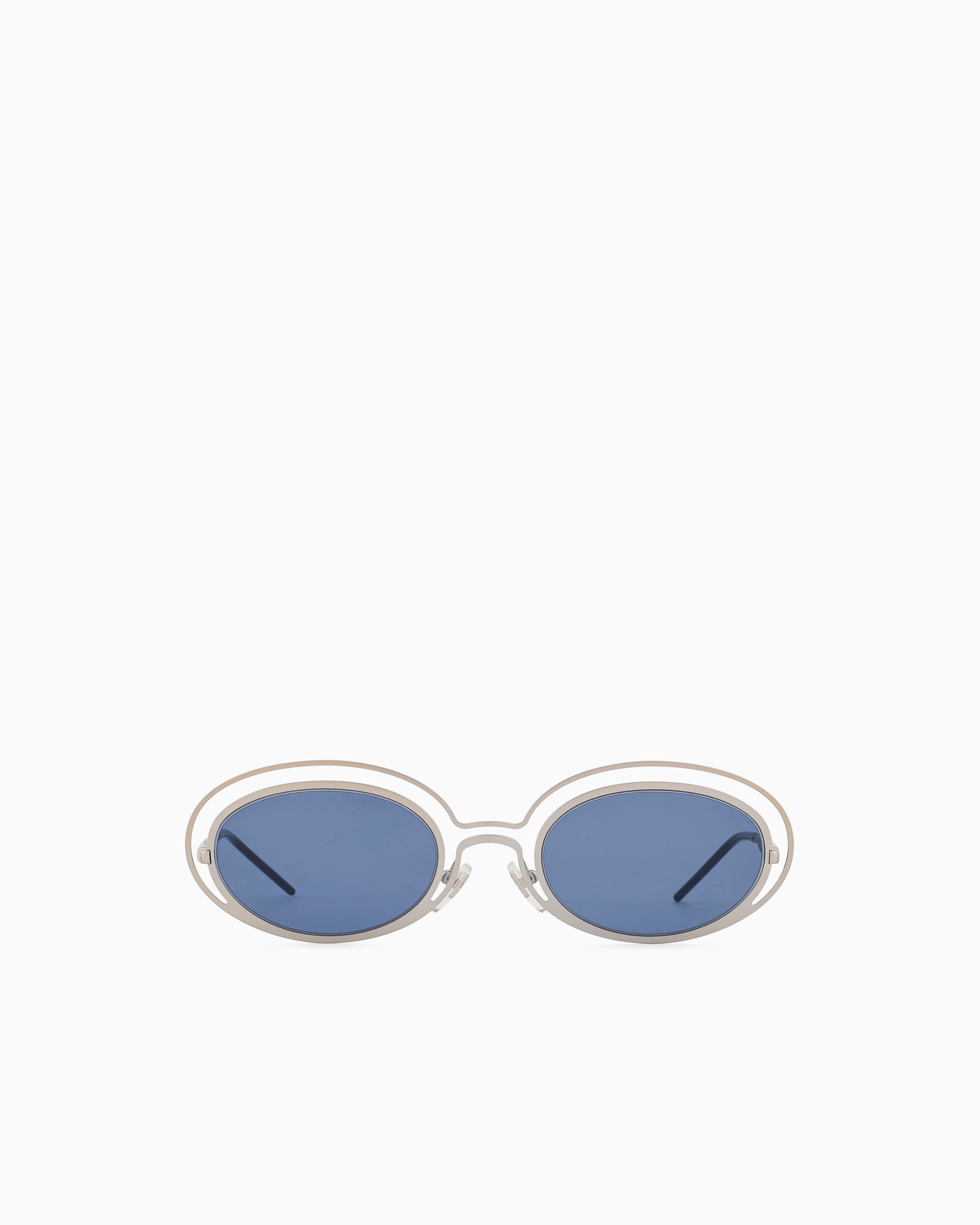 Emporio Armani - Women’s oval sunglasses, Woman, Silver, Size: 52L