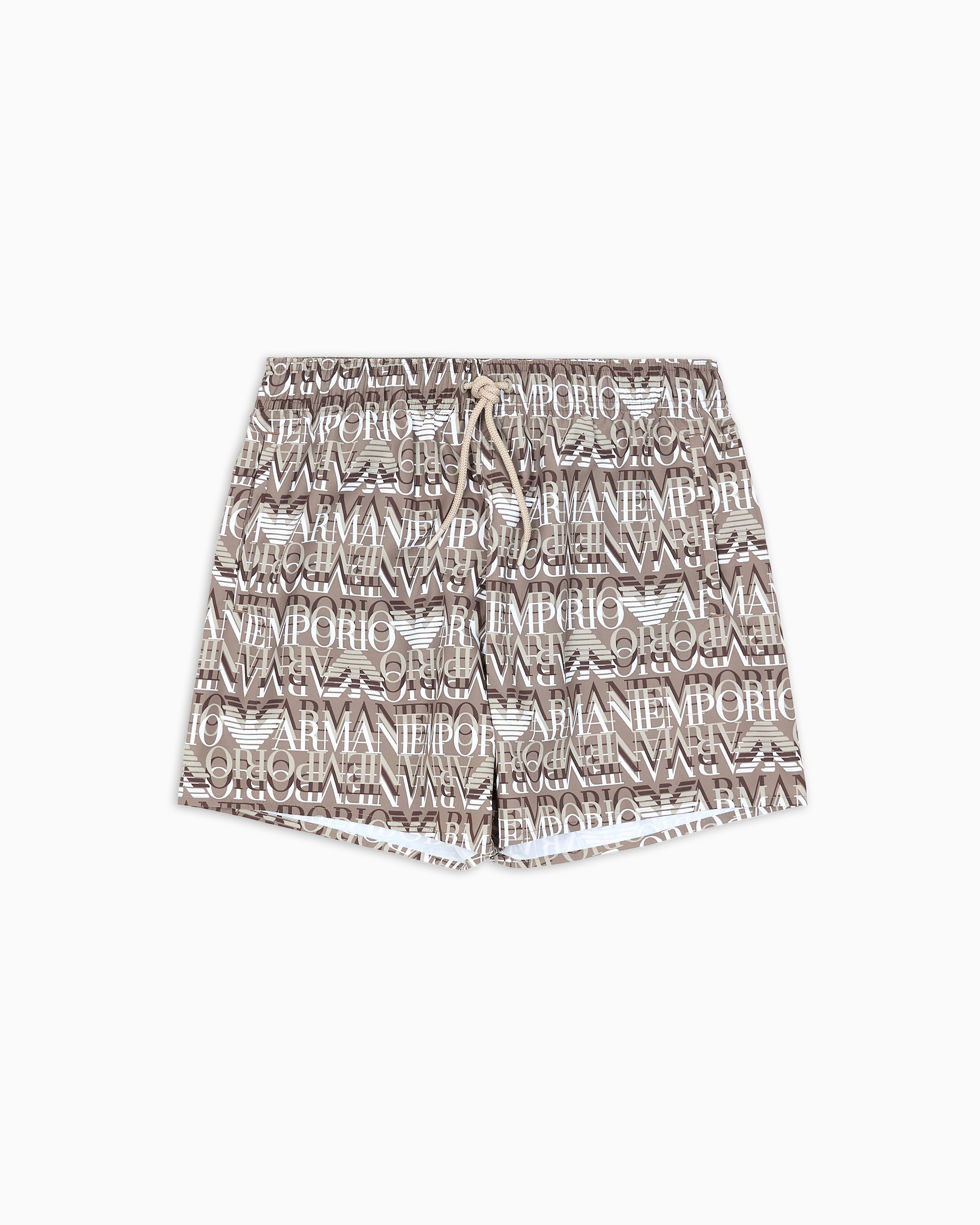 Emporio Armani - Swim shorts with all-over oversized logo, Man, Grey, Size: