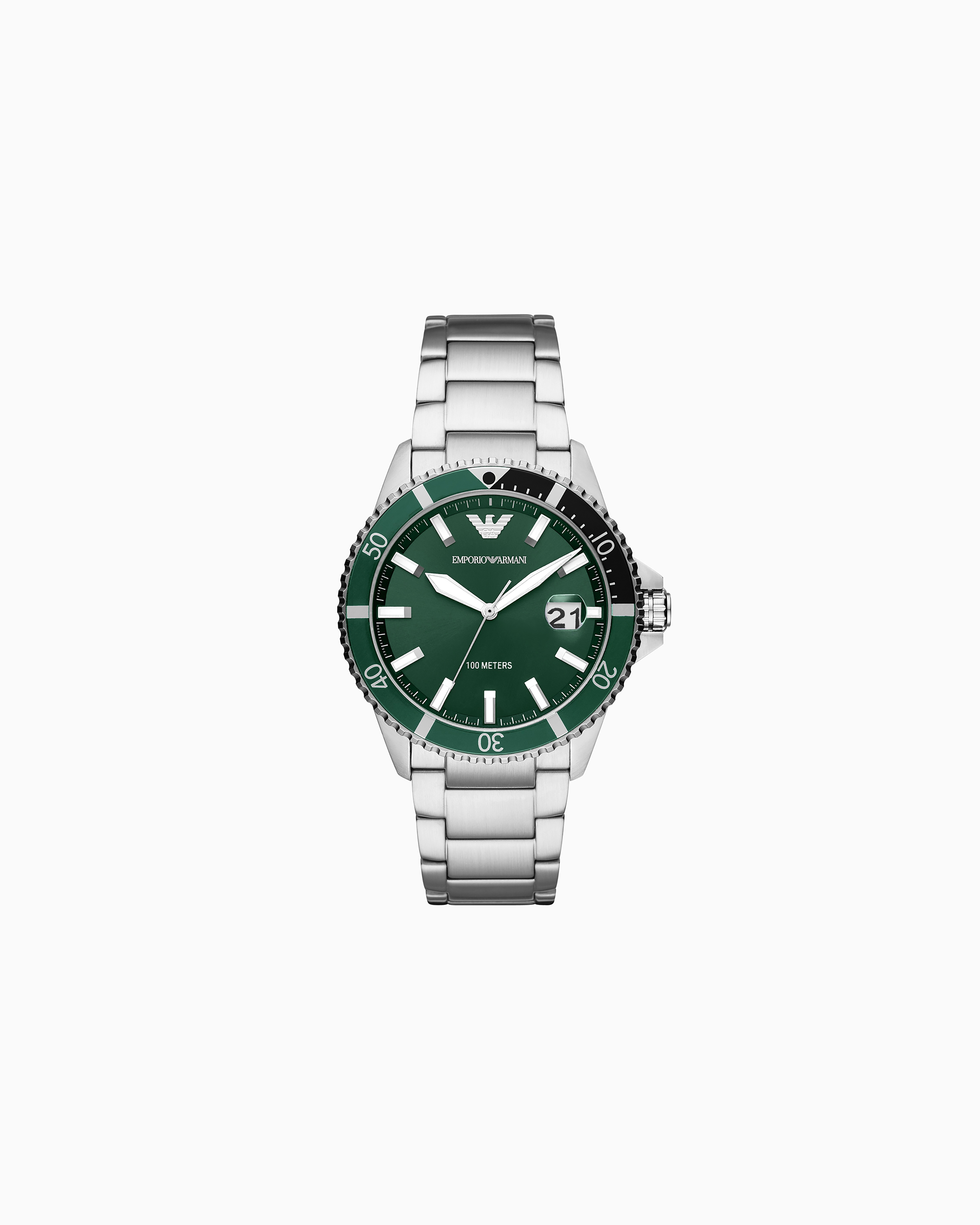 Emporio Armani - World Explorer Three-Hand Stainless Steel Watch, Man, Multicoloured, Size: TU