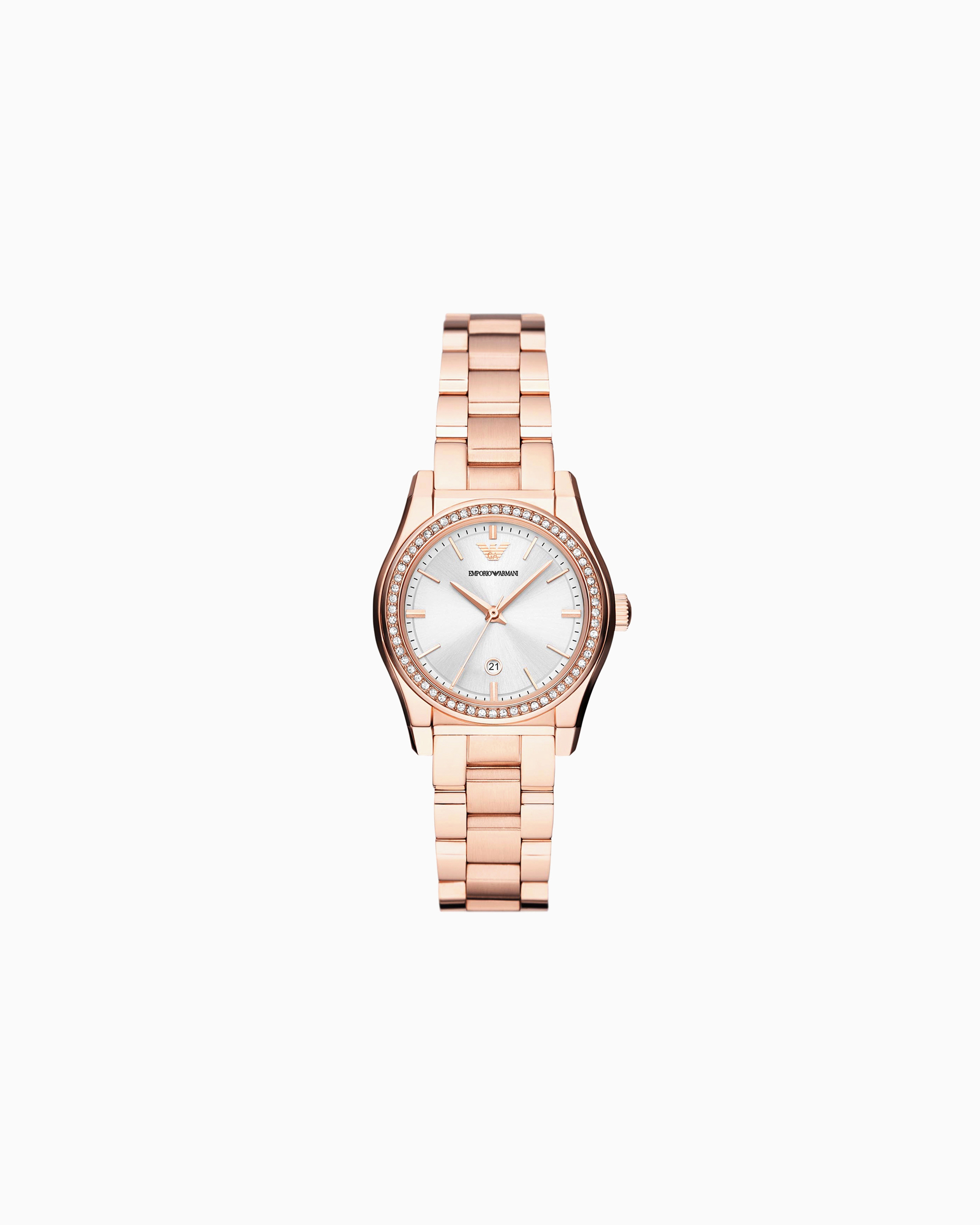 Emporio Armani -  Three-Hand Date Rose Gold-Tone Stainless Steel Watch, Woman, Multicoloured, Size: TU