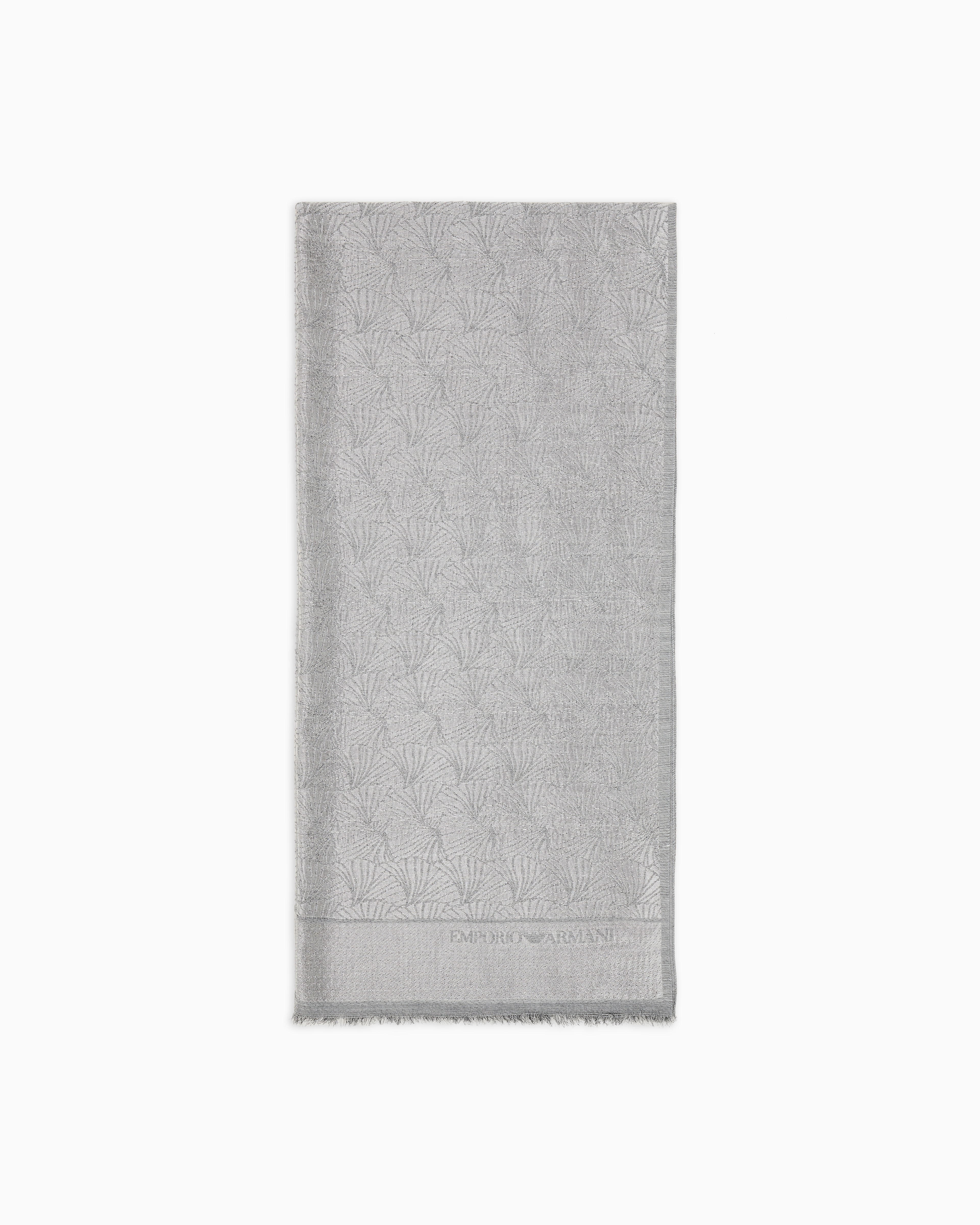 Stole with all-over ginkgo jacquard pattern | Emporio Armani