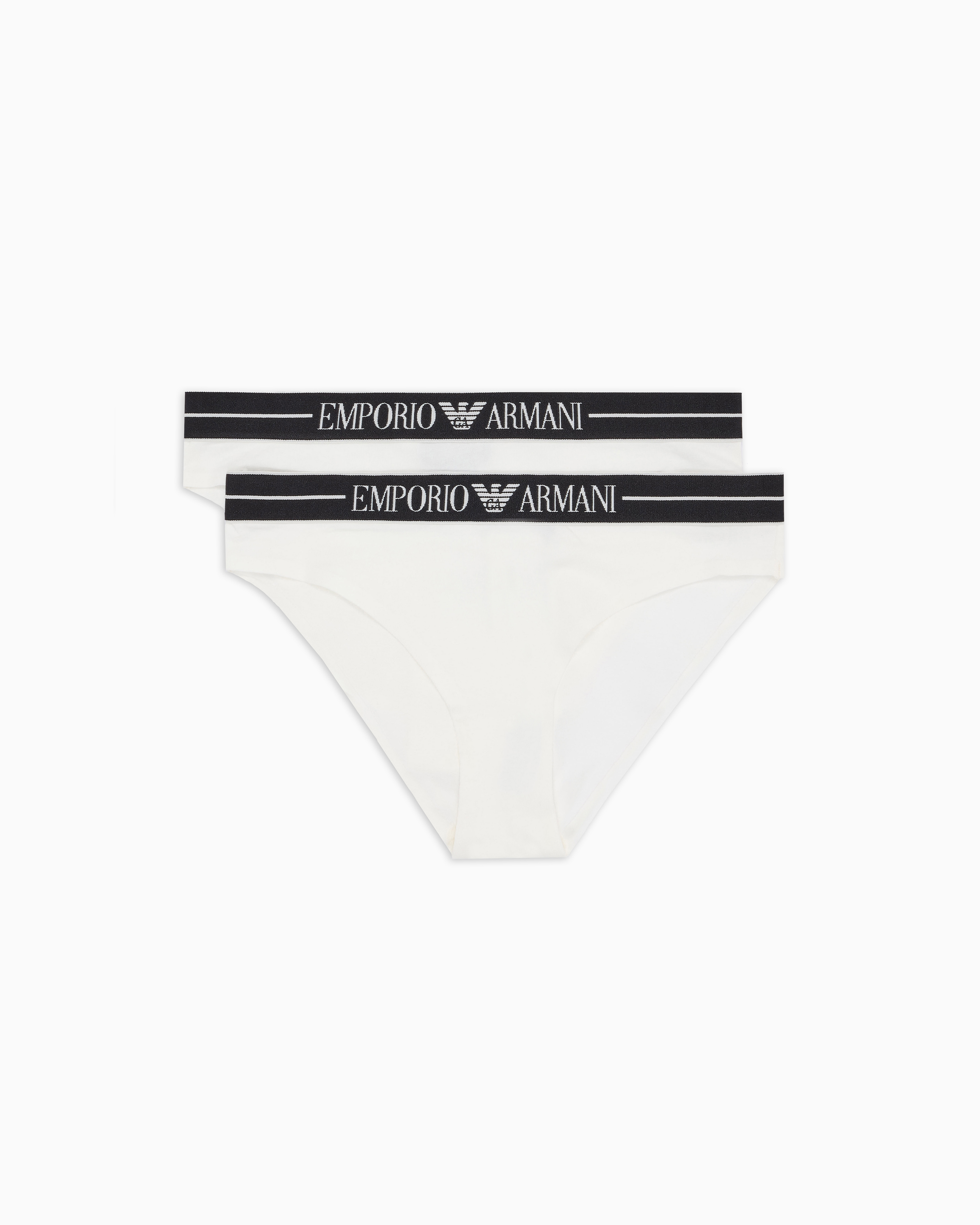 Emporio Armani - Two-pack of ASV organic-cotton briefs with logo waistband, Woman, White, Size: