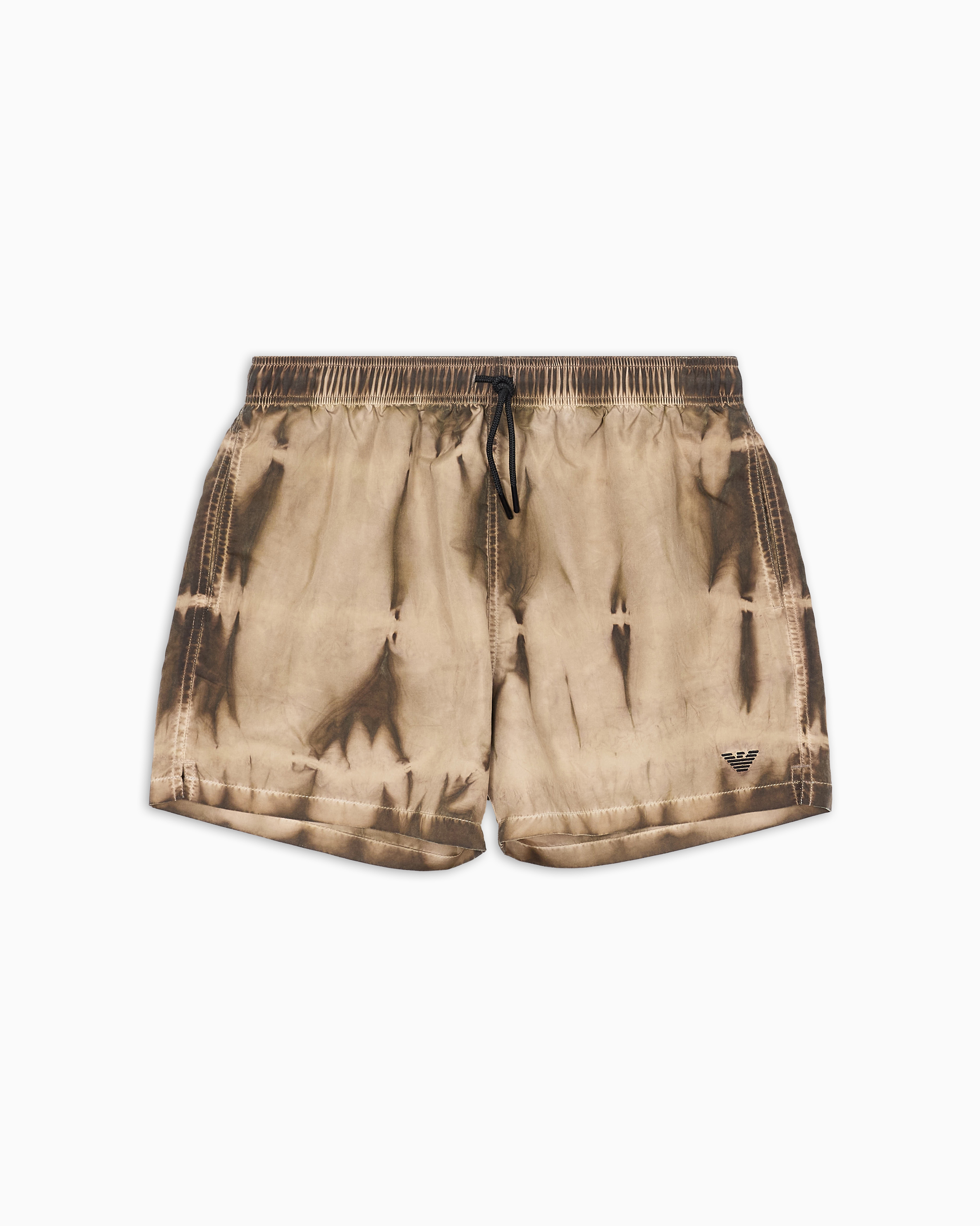 Emporio Armani - Tie-dye swim shorts, Man, Beige, Size: