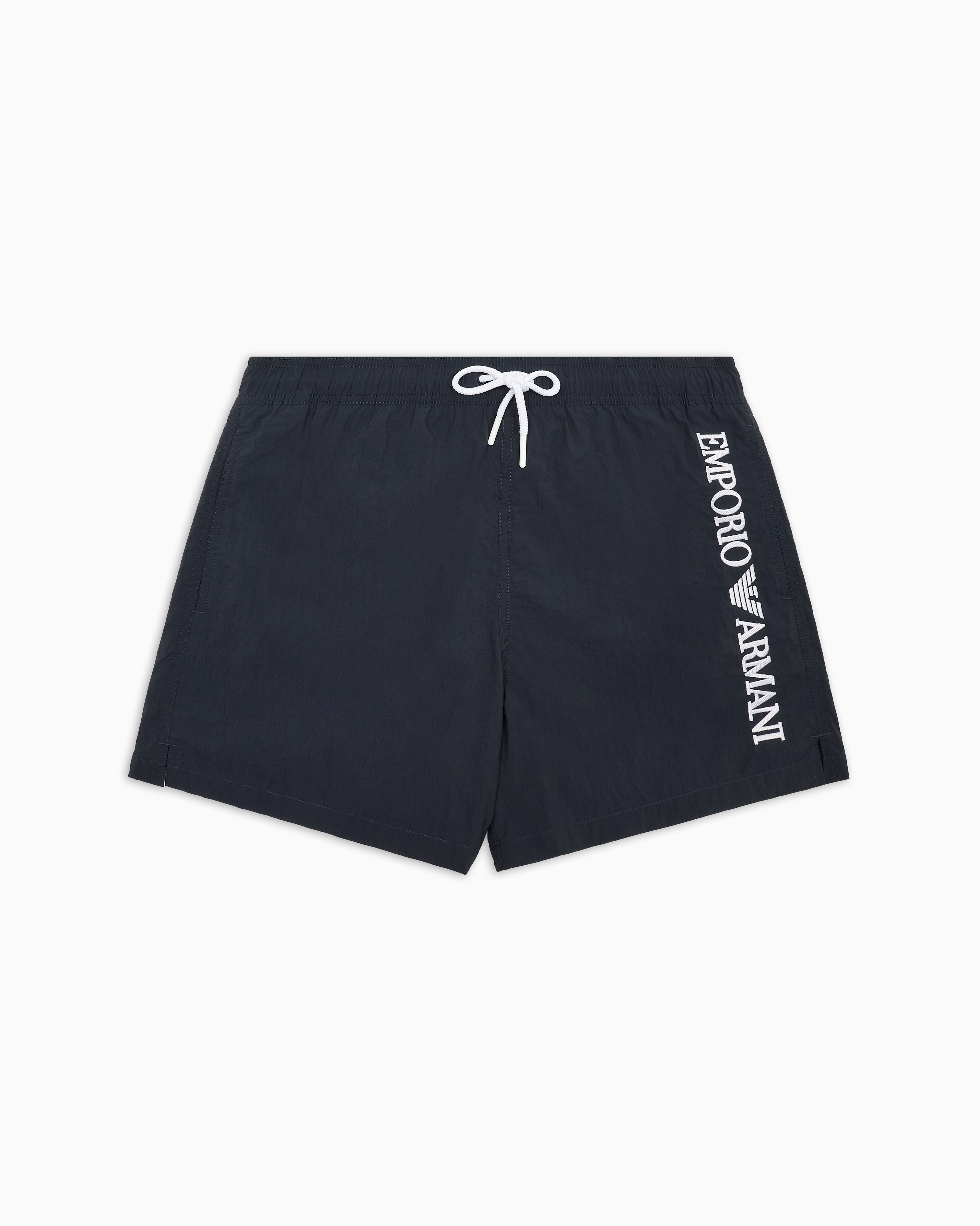 Emporio Armani - Swim shorts with vertical logo embroidery, Man, Navy Blue, Size: