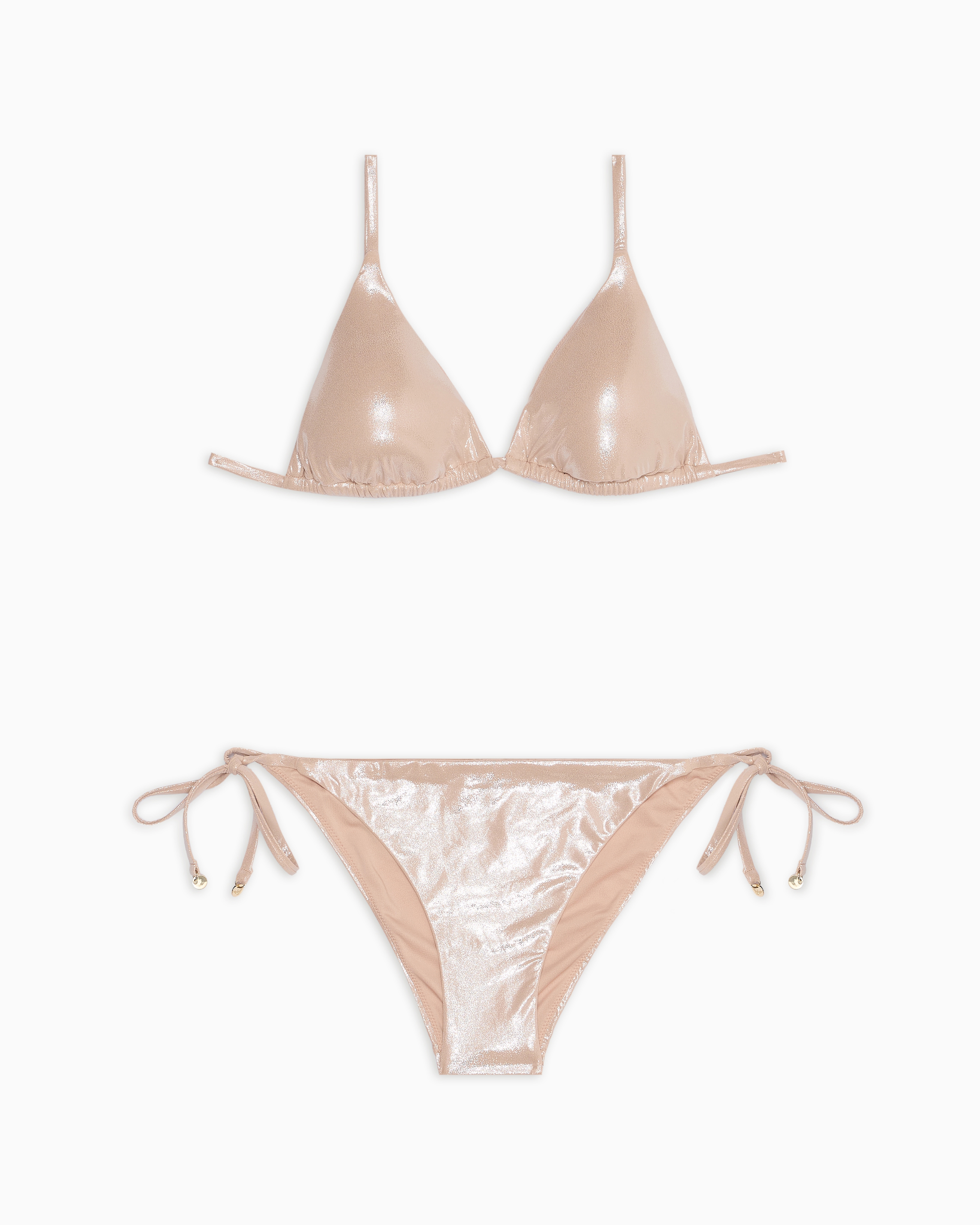 Emporio Armani - ASV recycled foil fabric padded triangle bikini, Woman, Pink, Size: