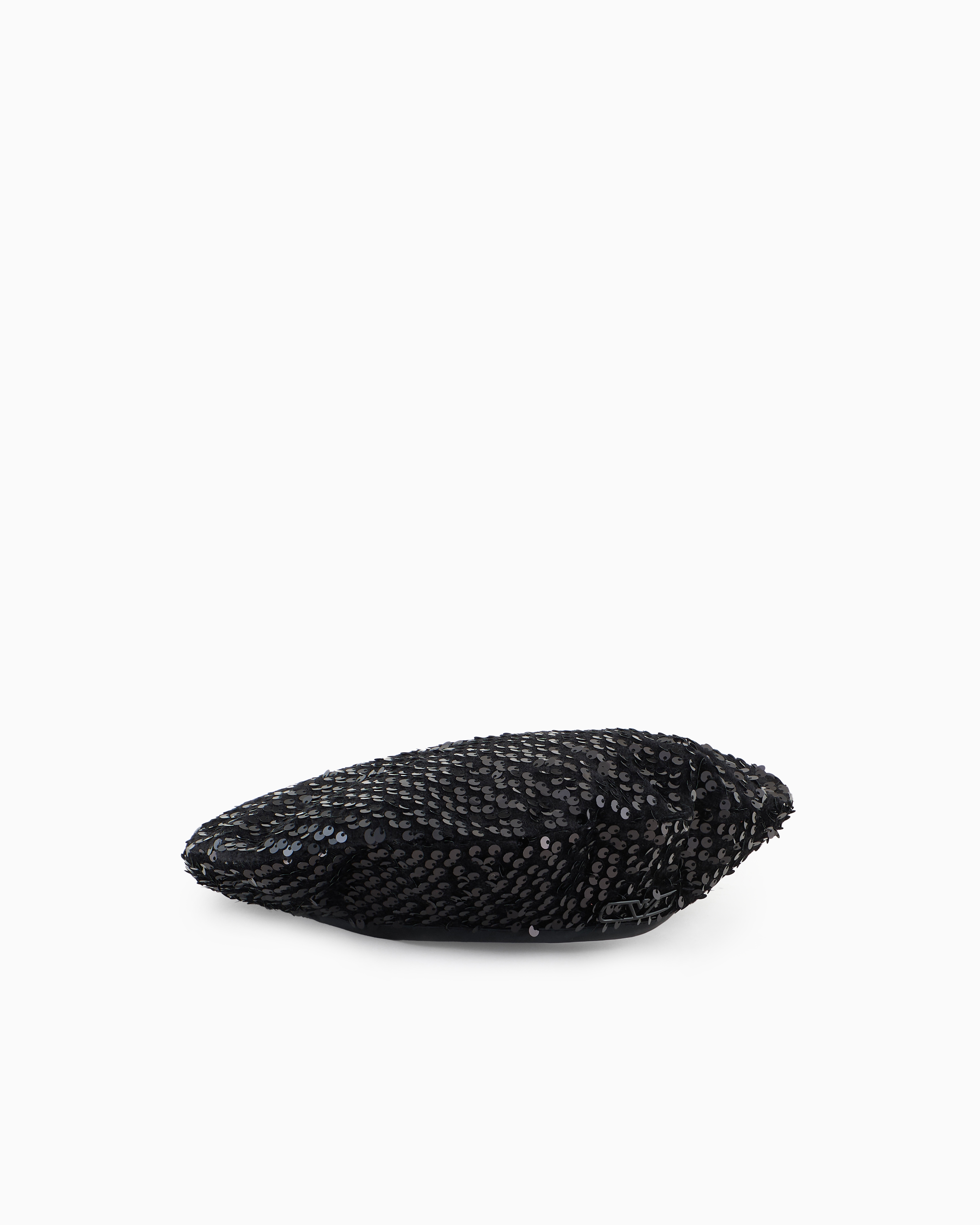 Emporio Armani - Chenille beret with all-over sequins, Woman, Black, Size: