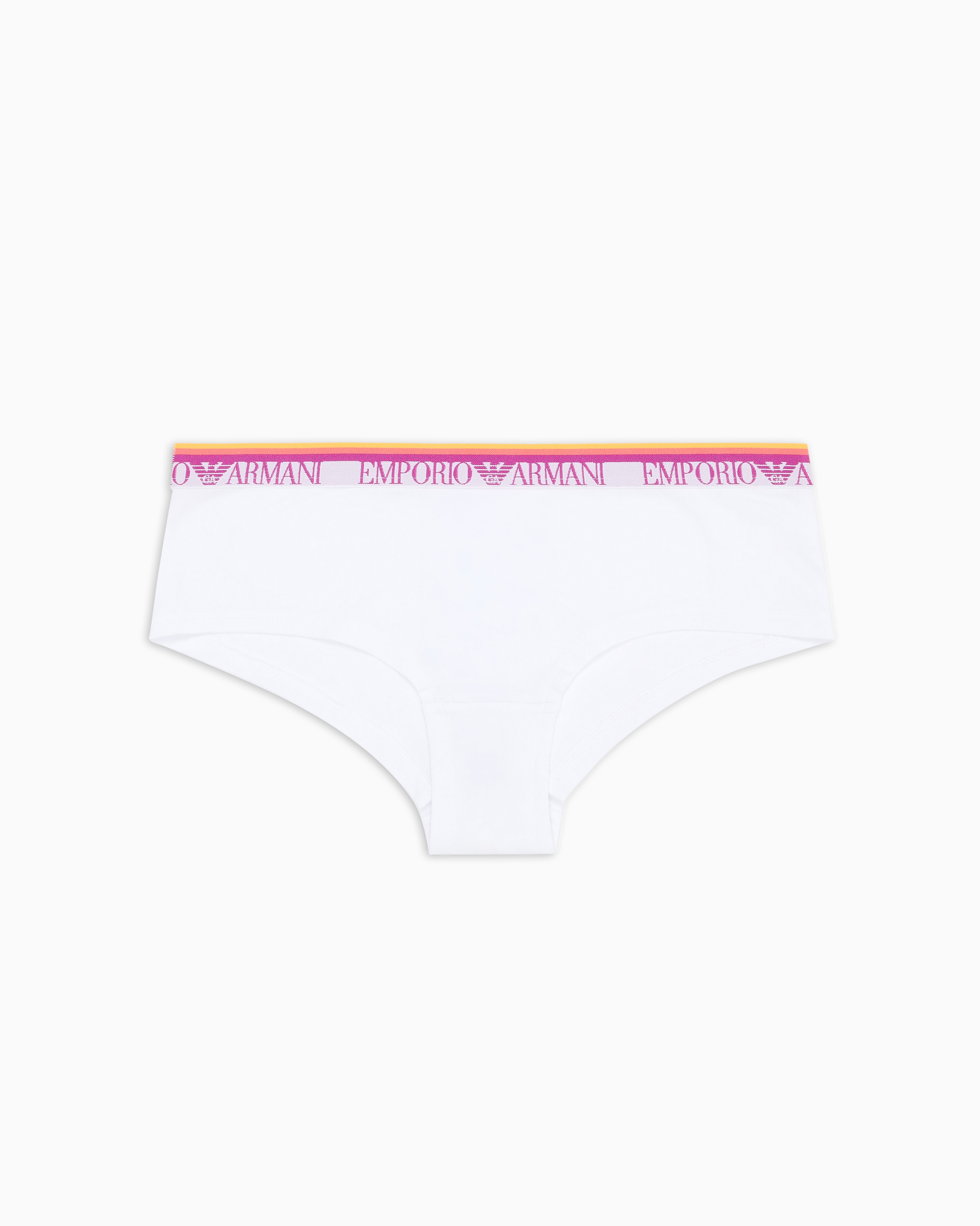 Emporio Armani - ASV Iconic organic-cotton boy shorts with logo waistband, Woman, White, Size: