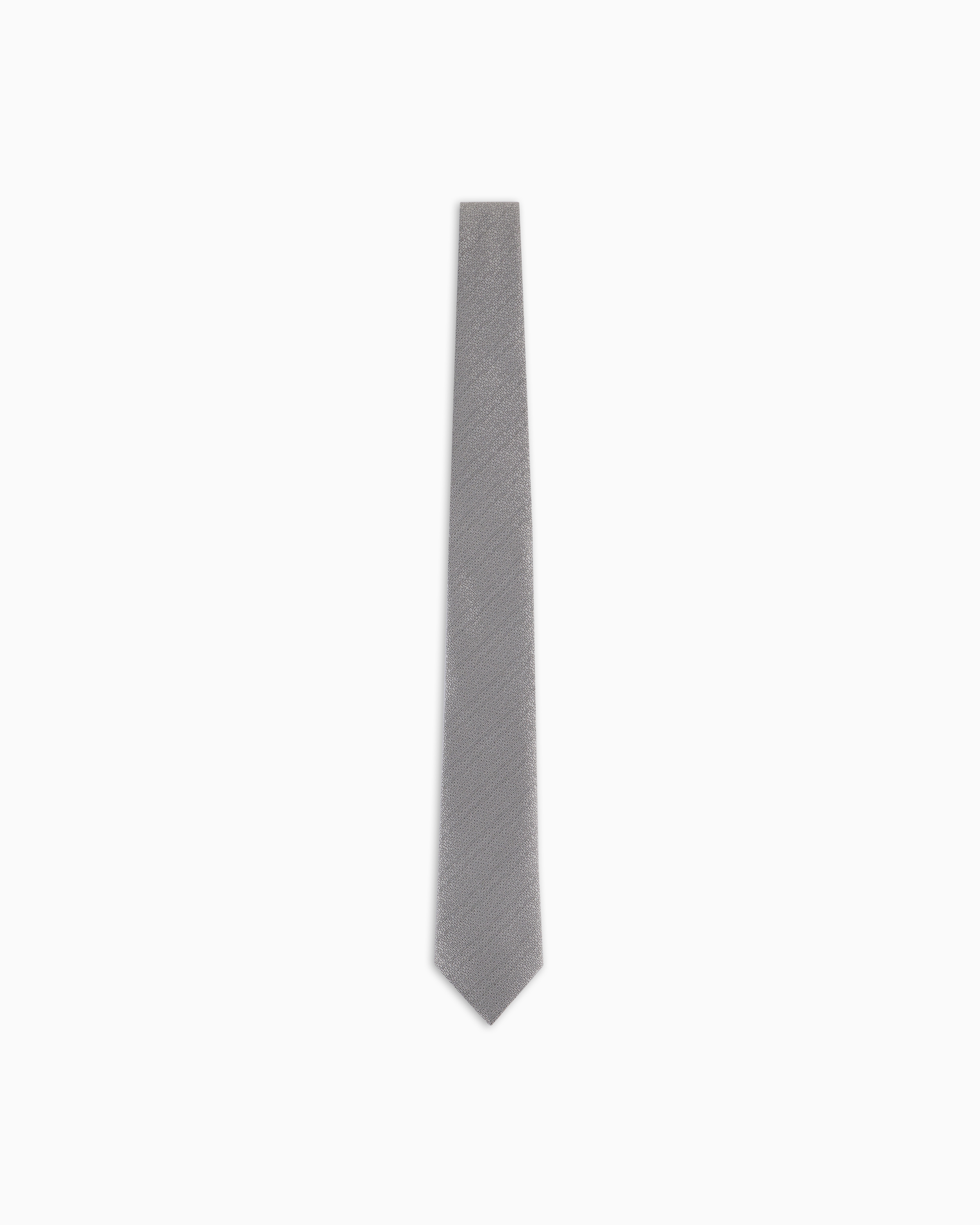 Emporio Armani - Pure silk tie with embossed-effect jacquard, Man, Grey, Size: TU