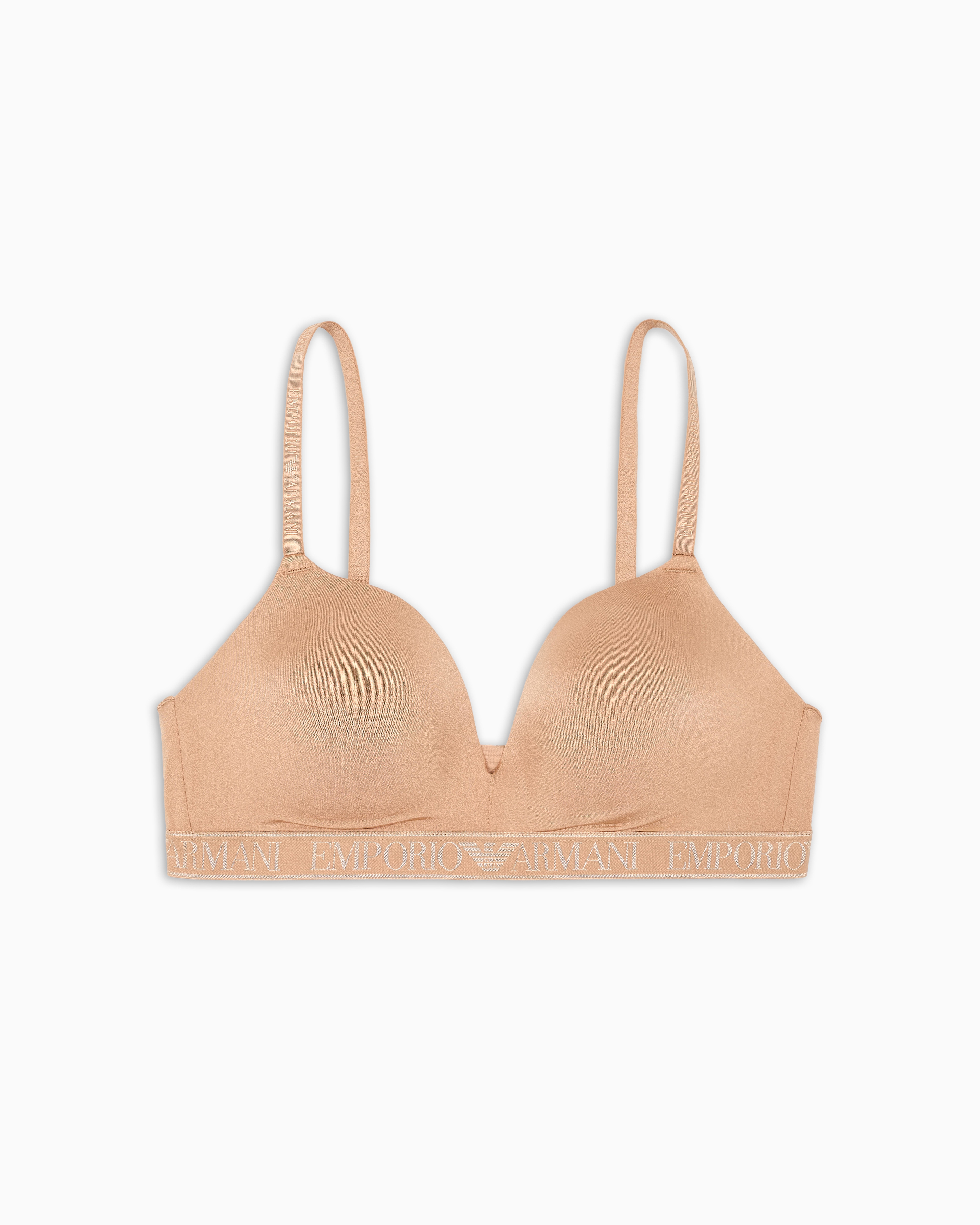 Emporio Armani Asv Iconic Padded Triangle Bra In Recycled Microfibre