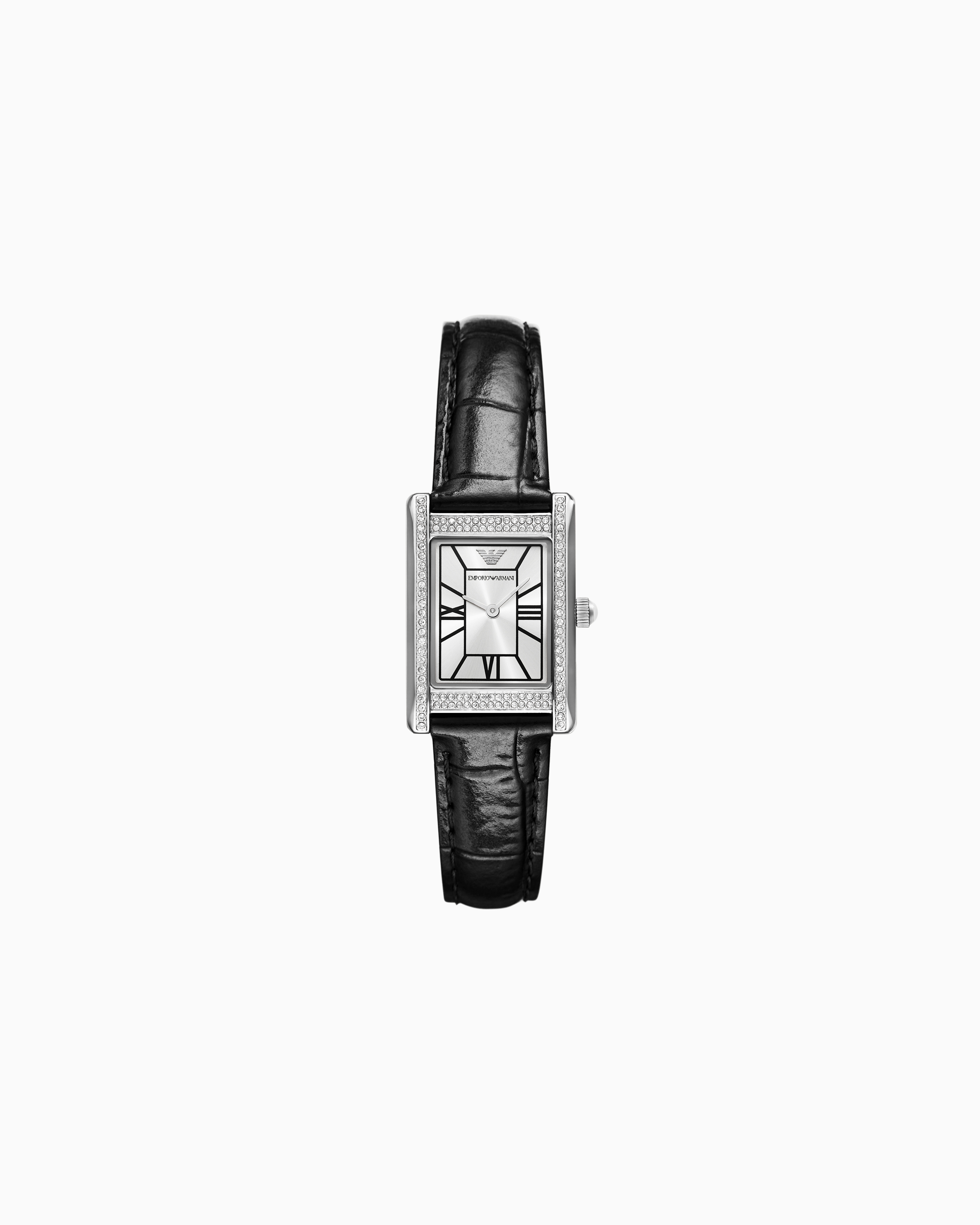 Emporio Armani -  Two-Hand Black Leather Watch, Woman, Multicoloured, Size: TU
