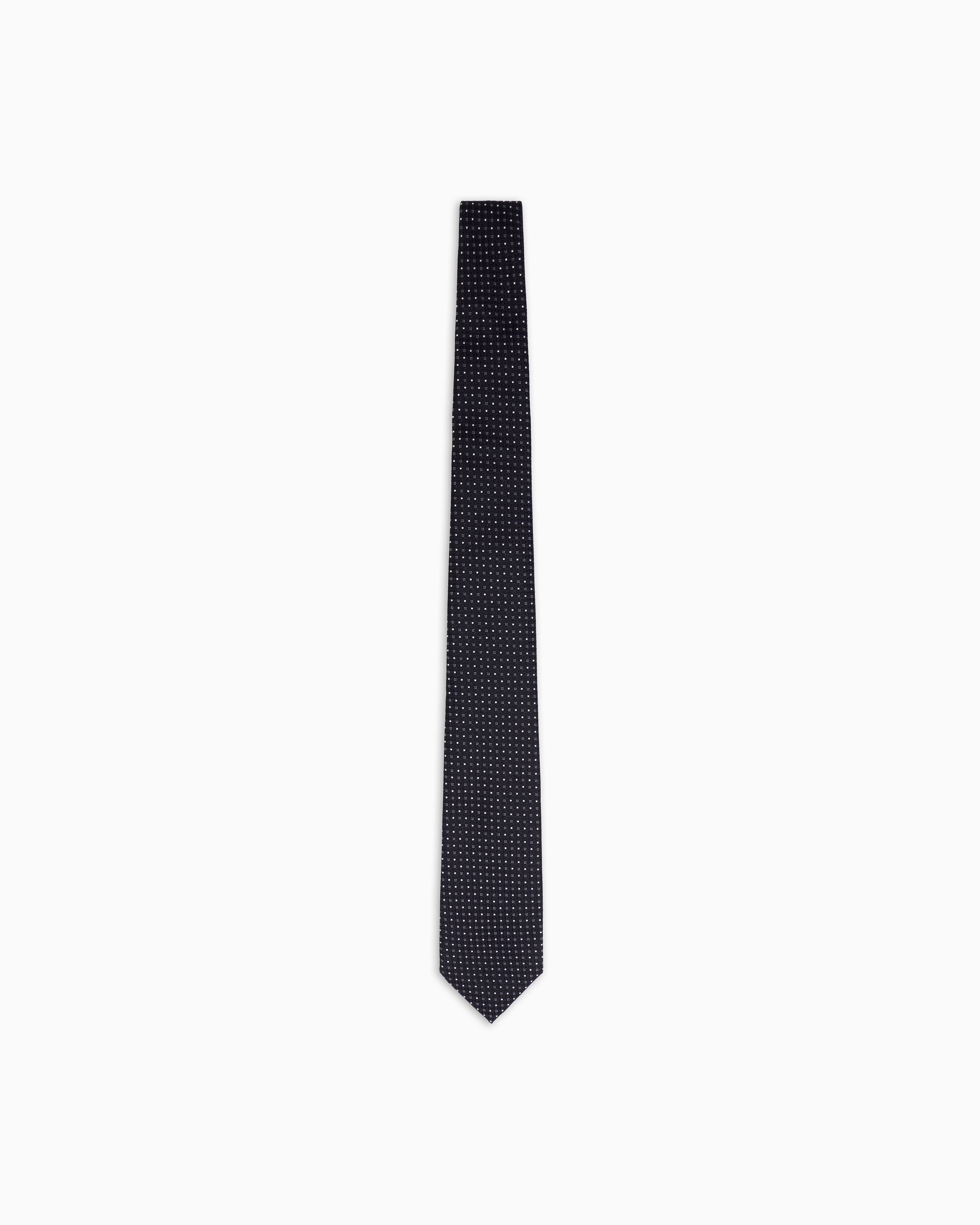 Emporio Armani - Pure silk tie with jacquard Majolica micro-pattern, Man, Black, Size: TU