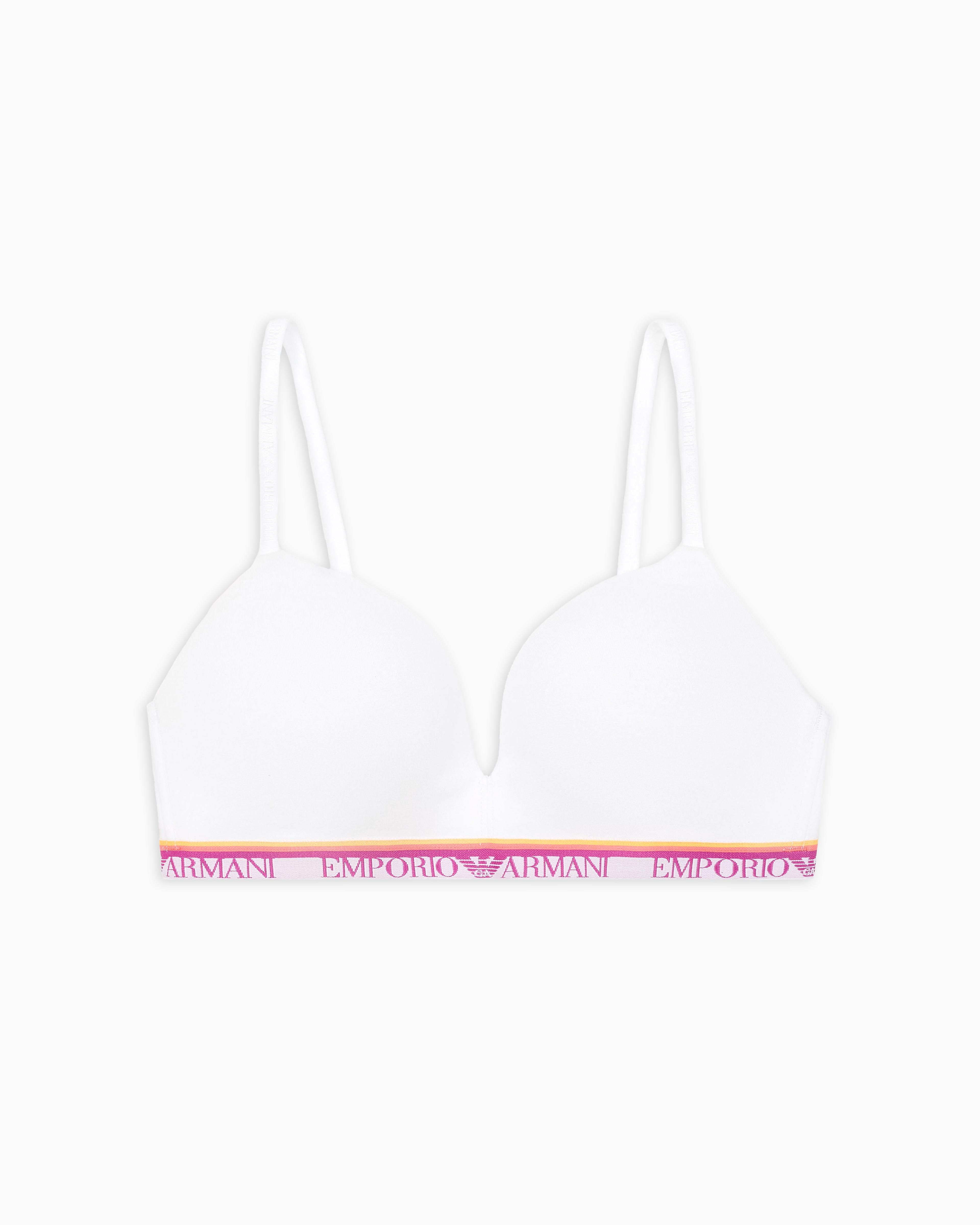 Emporio Armani Asv Iconic Organic-cotton, Padded Triangle Bra With Logo Underband