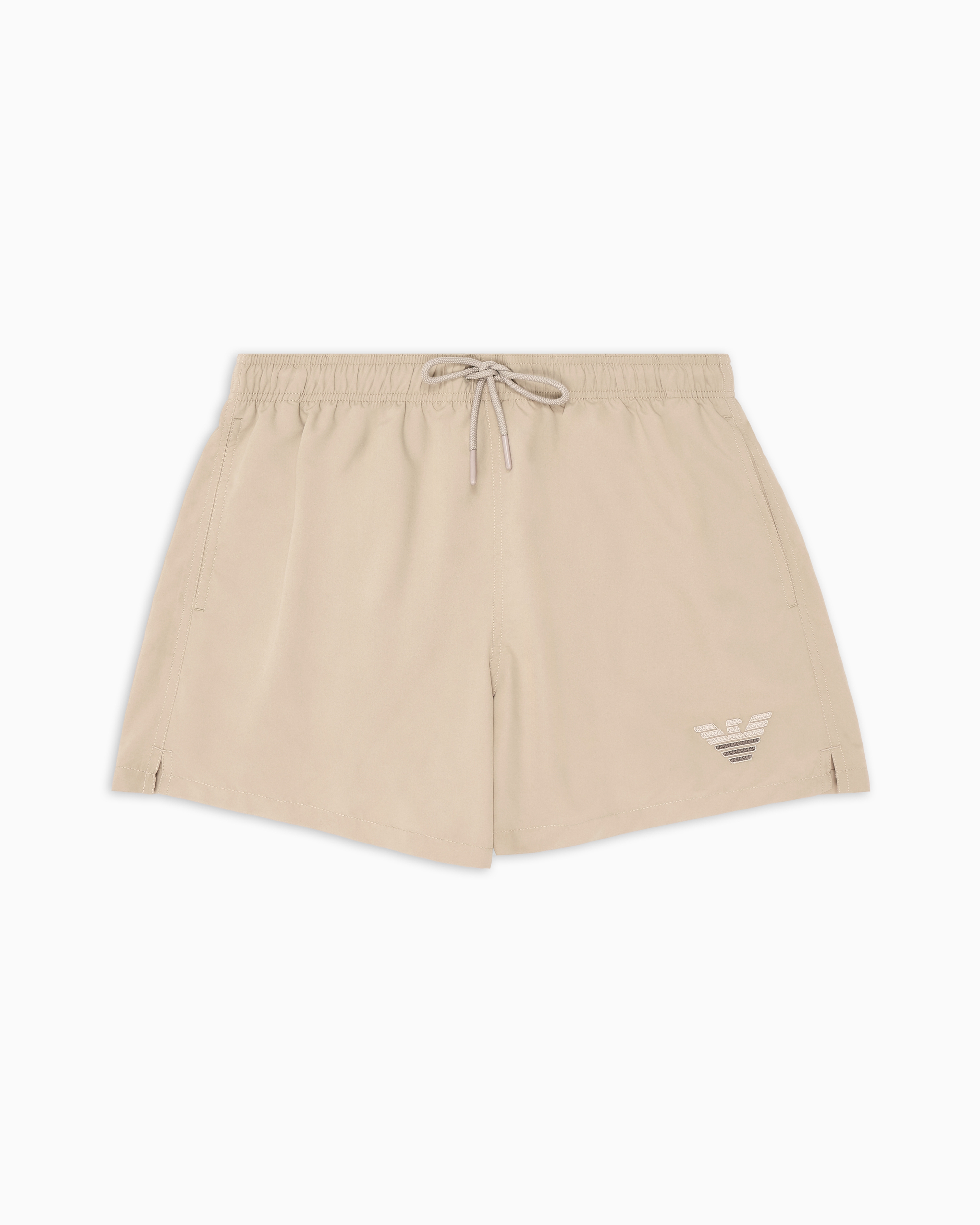 Emporio Armani - Swim shorts with two-tone eagle embroidery, Man, Beige, Size:
