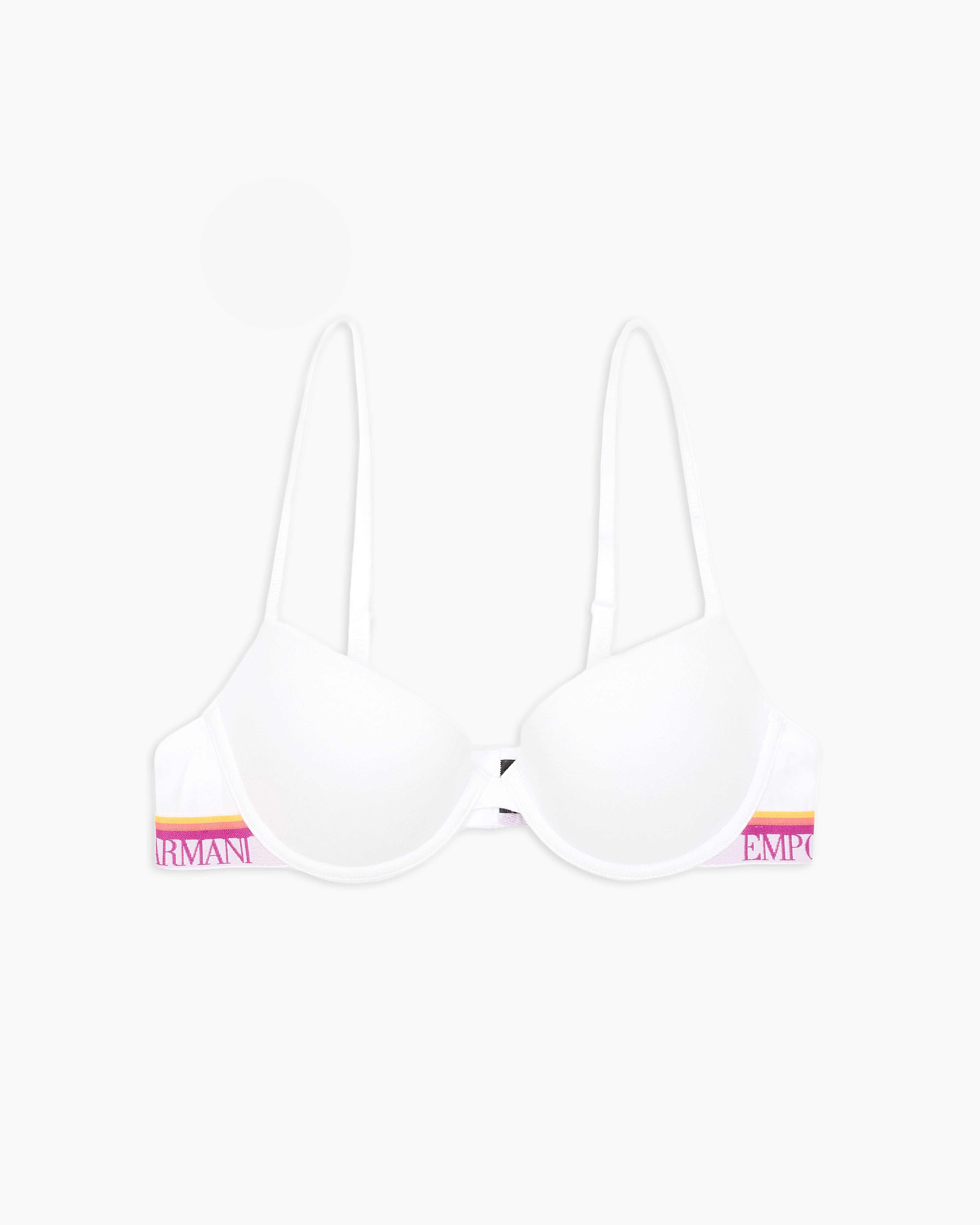 Emporio Armani Asv Iconic Organic-cotton Push-up Bra With Logo Underband