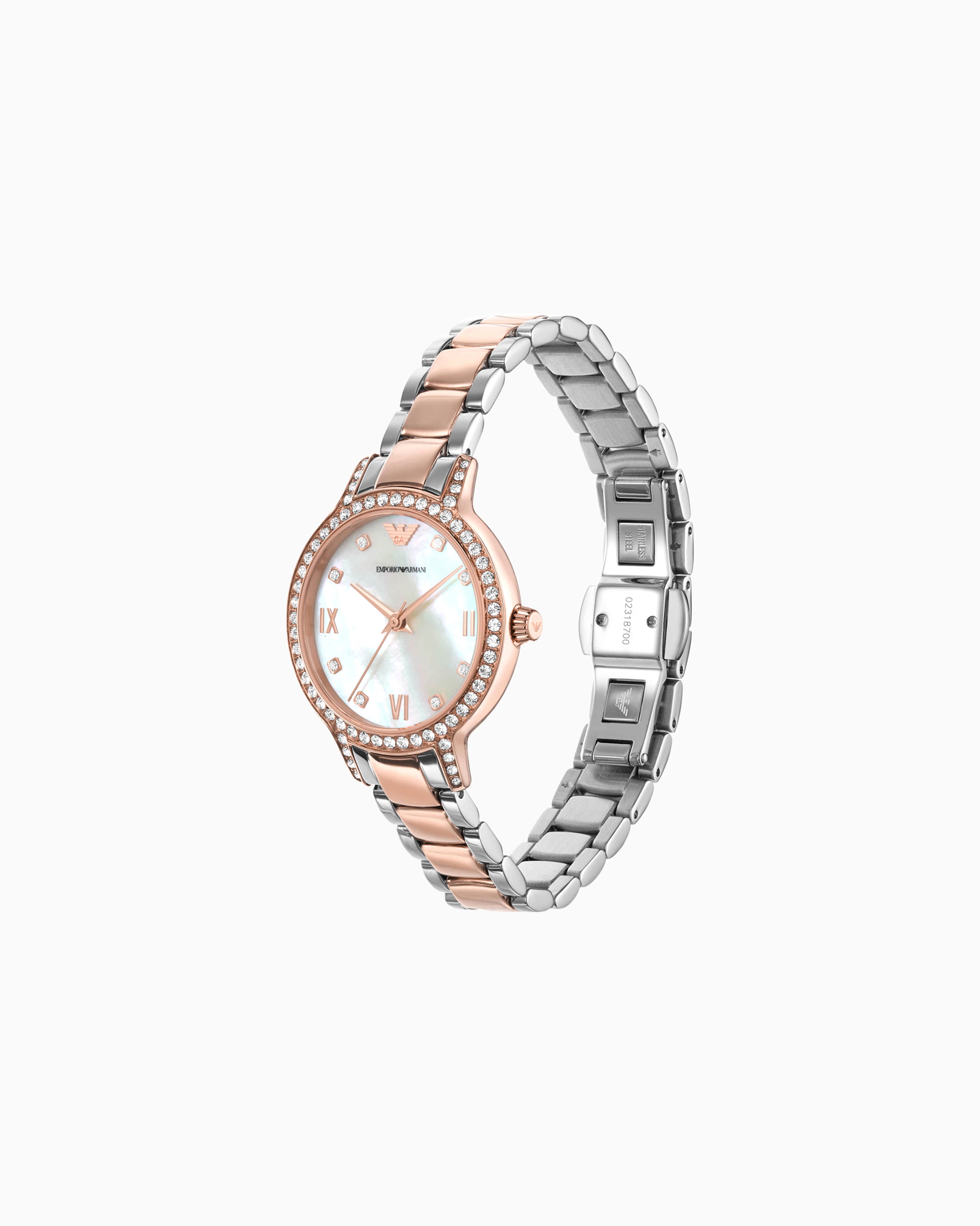 Three-Hand Two-Tone Stainless Steel Watch | Emporio Armani