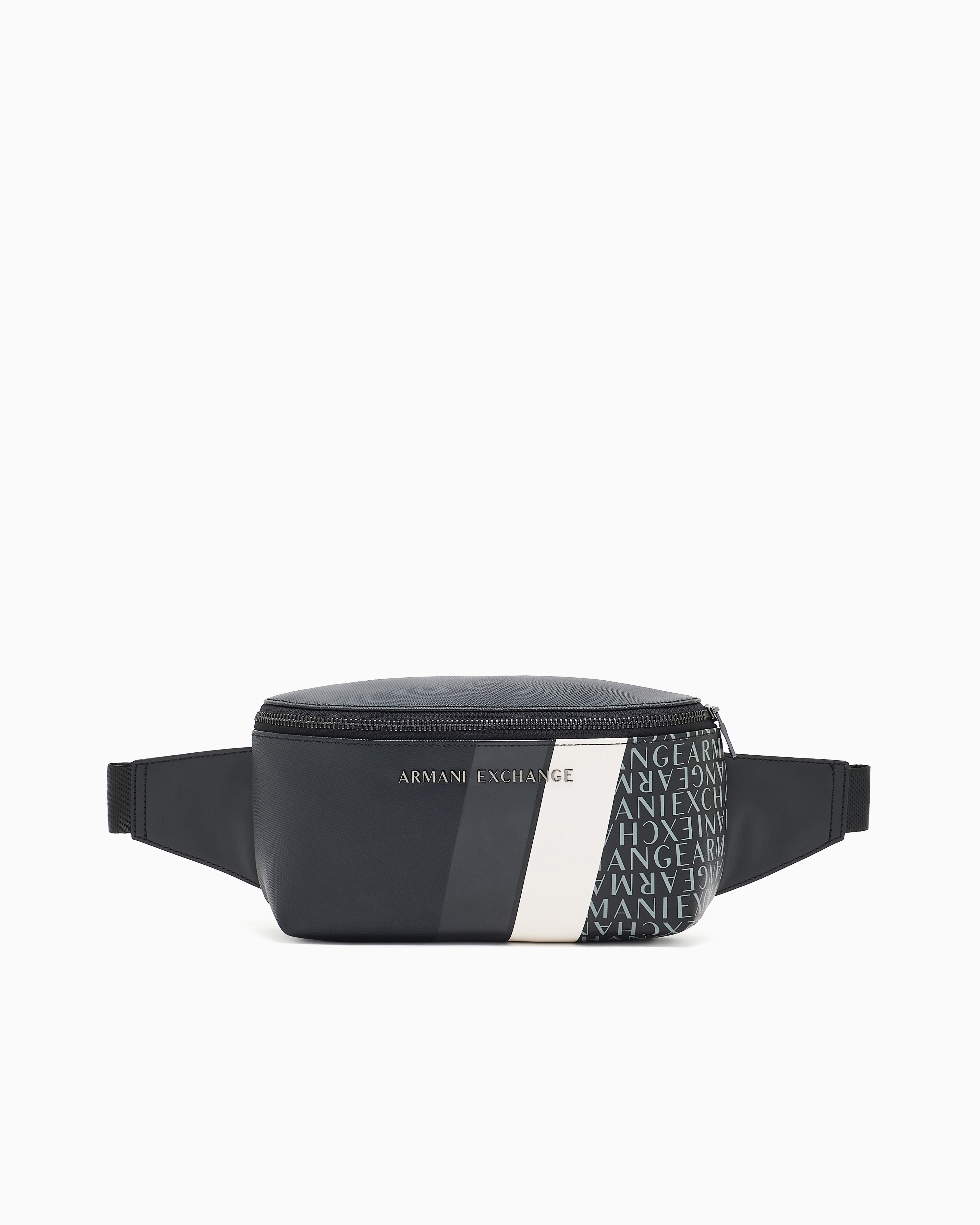 Armani Exchange Monogram And Stripes Bum Bag In Navy_blue