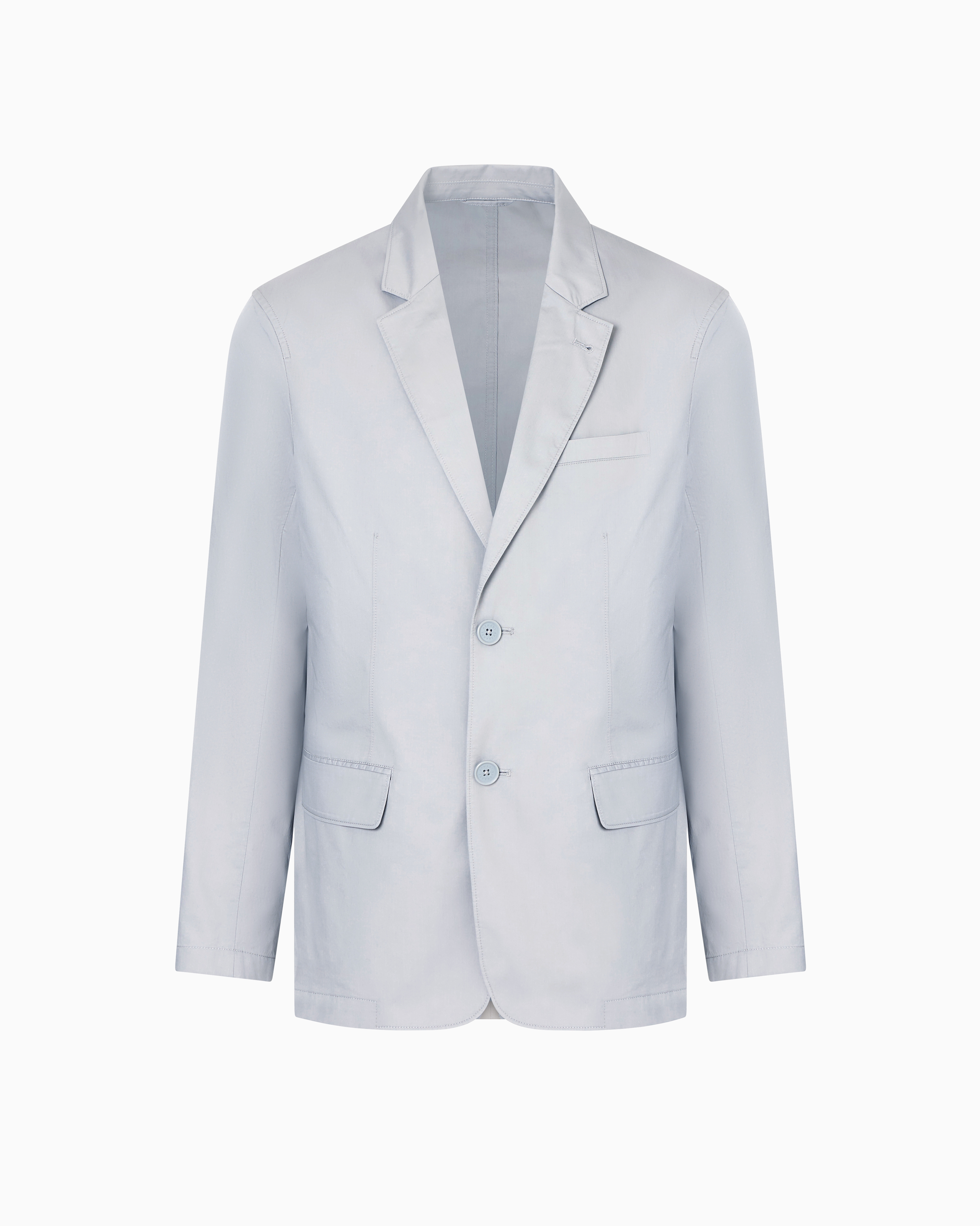 Armani Exchange Single-breasted Cotton Twill Jacket In Grey