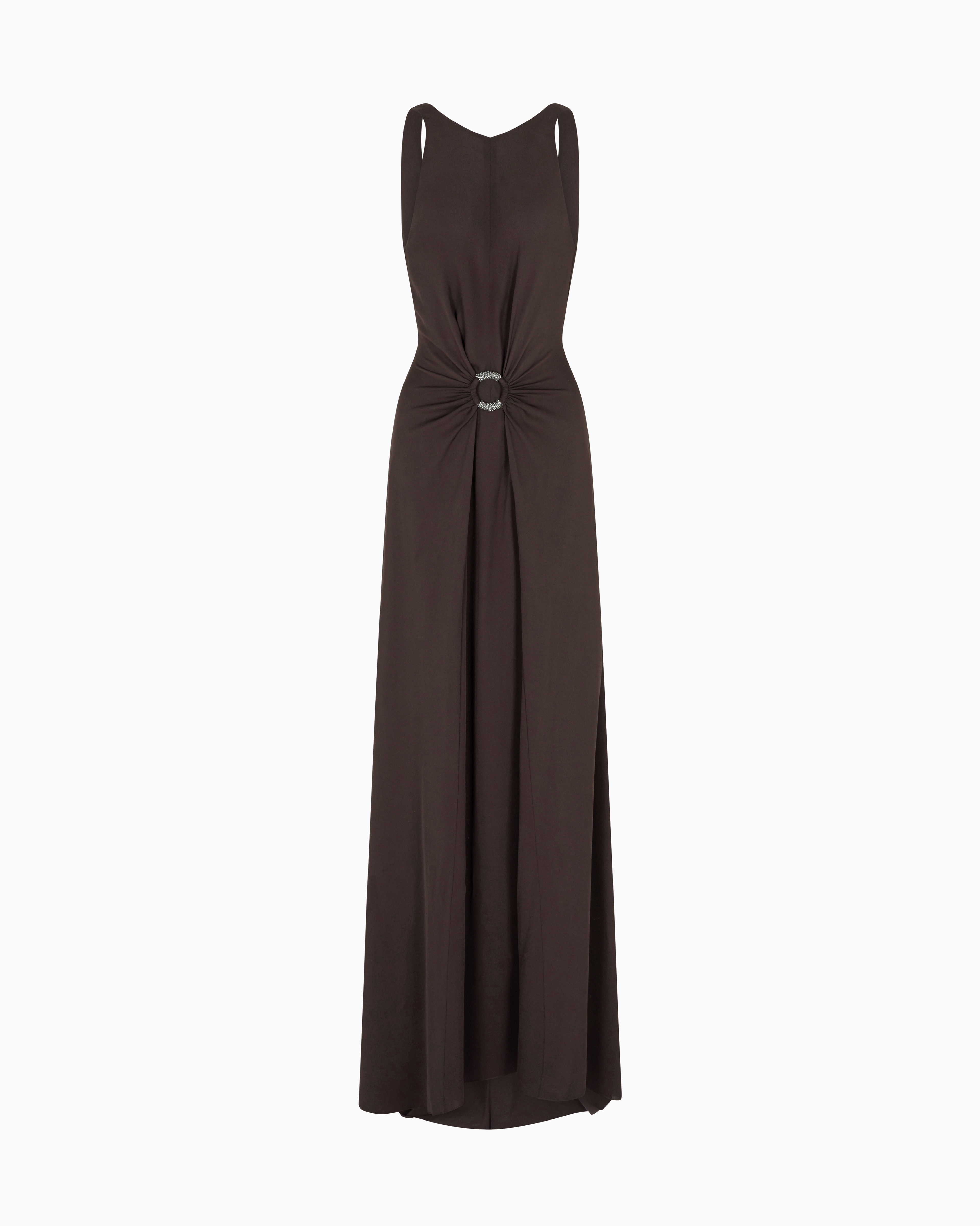 Giorgio Armani Beaded-ring Silk Georgette Backless Gown In Black