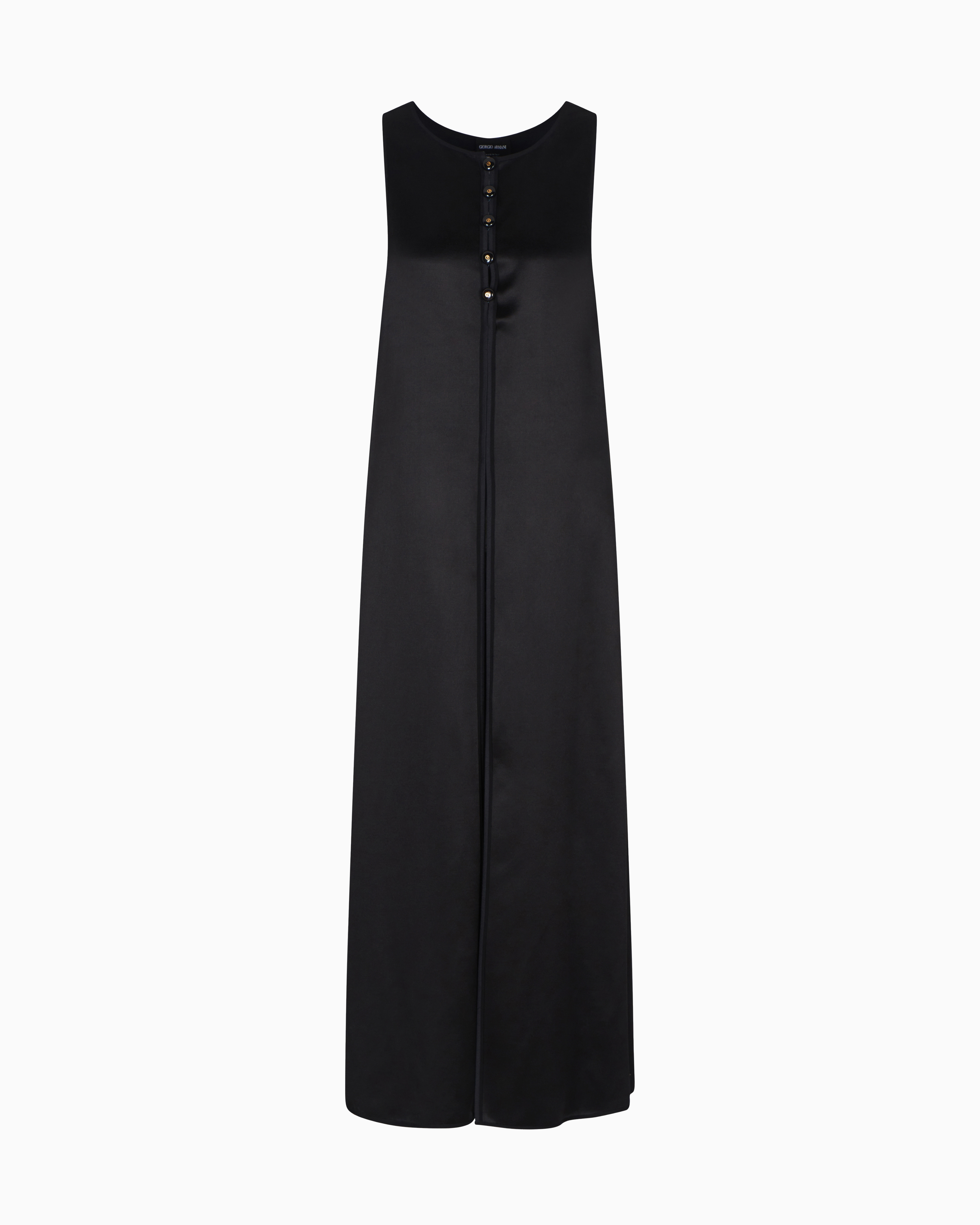 Giorgio Armani Tussah Silk Satin Long Gilet In Black