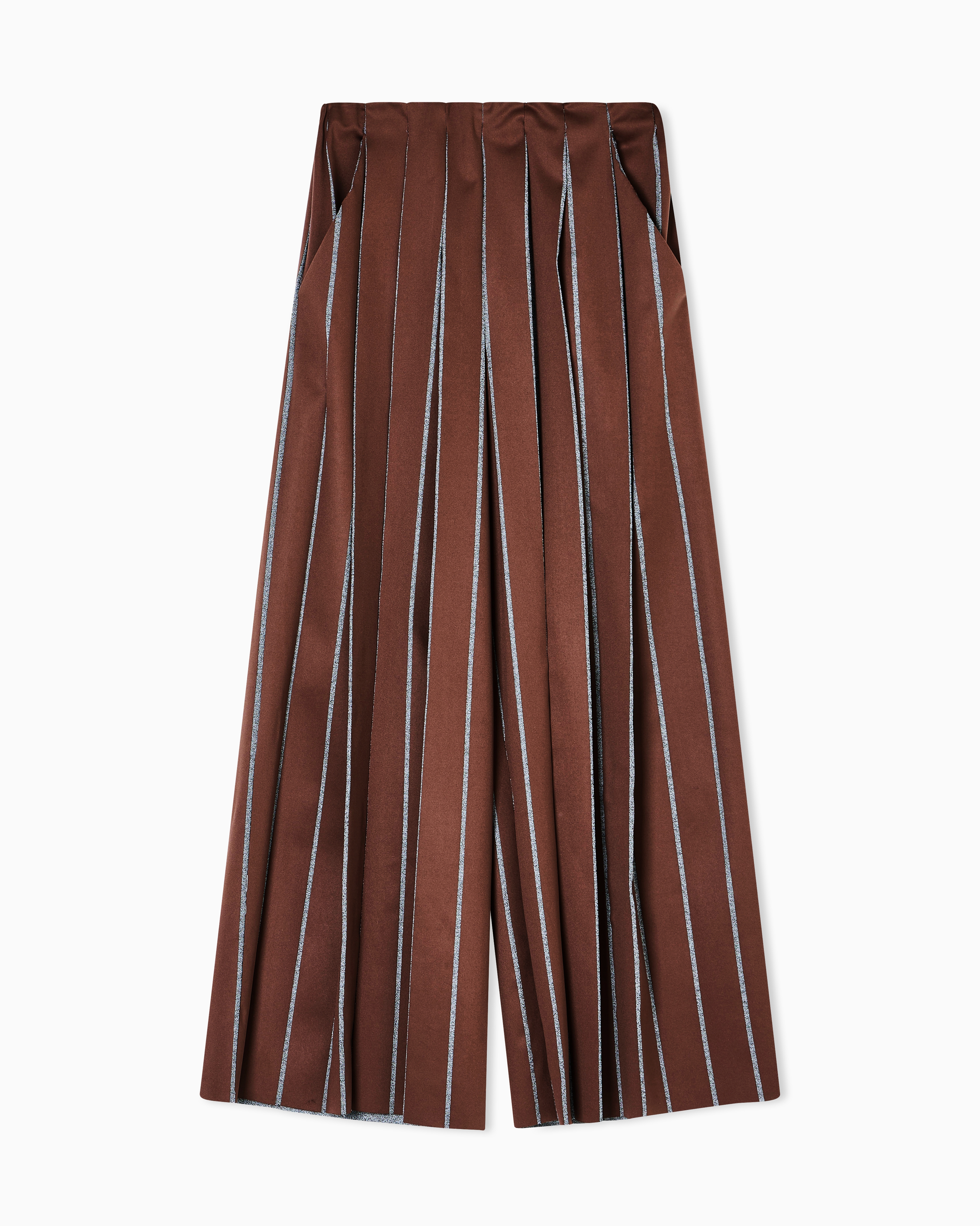Giorgio Armani Wide-leg Trousers In Chiné-effect Jersey In Brown
