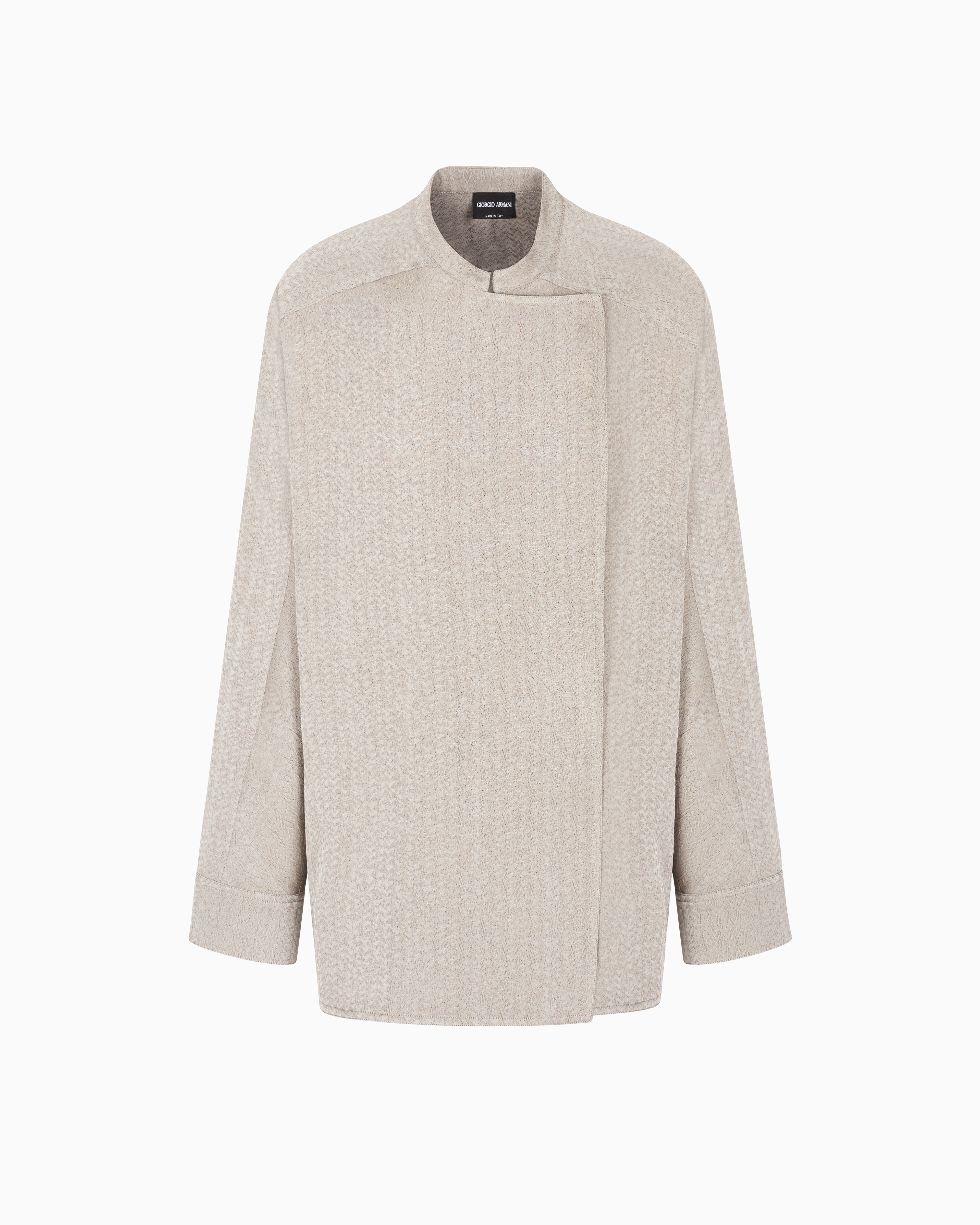 Giorgio Armani Viscose, Wool And Silk Jacquard Shirt Jacket In Multi