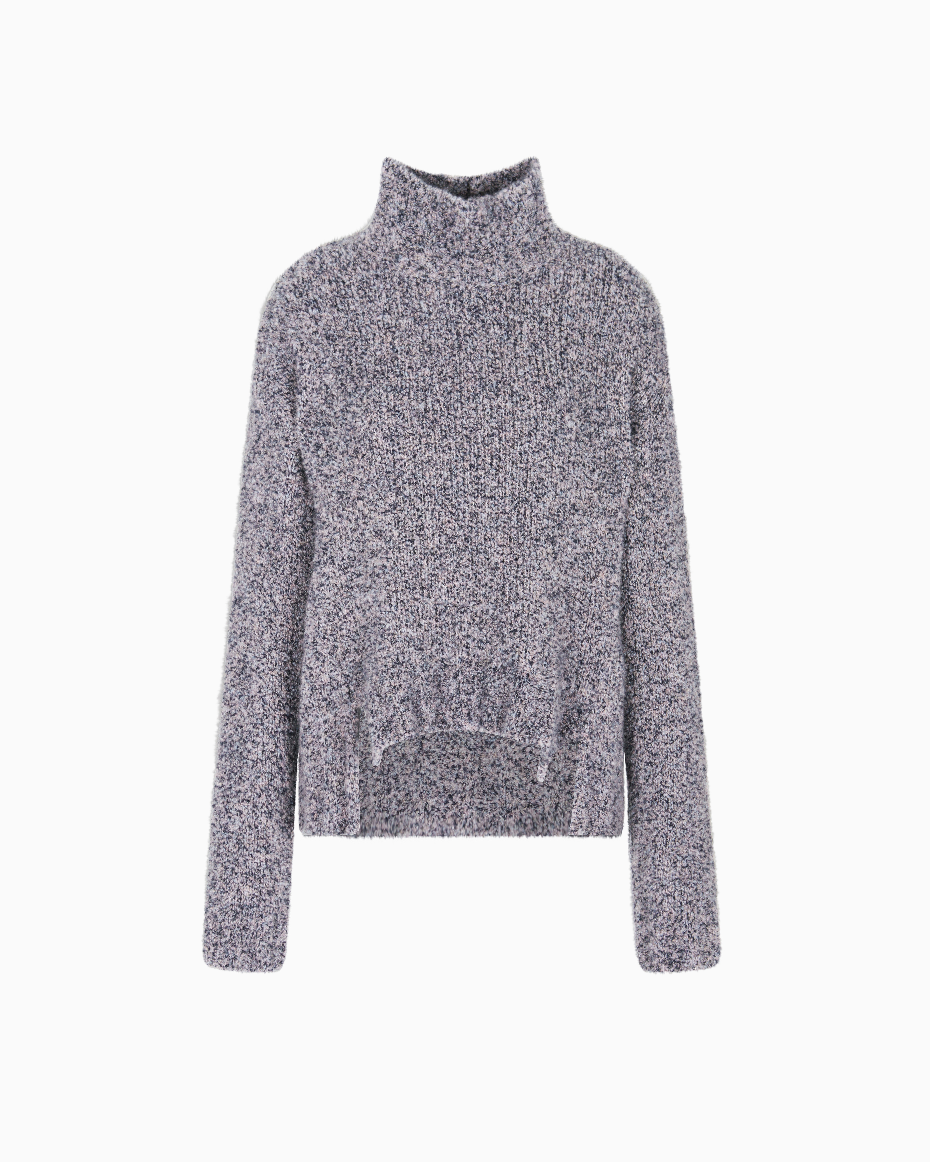 Giorgio Armani Turtleneck Cashmere-silk Boucle Sweater In Gray