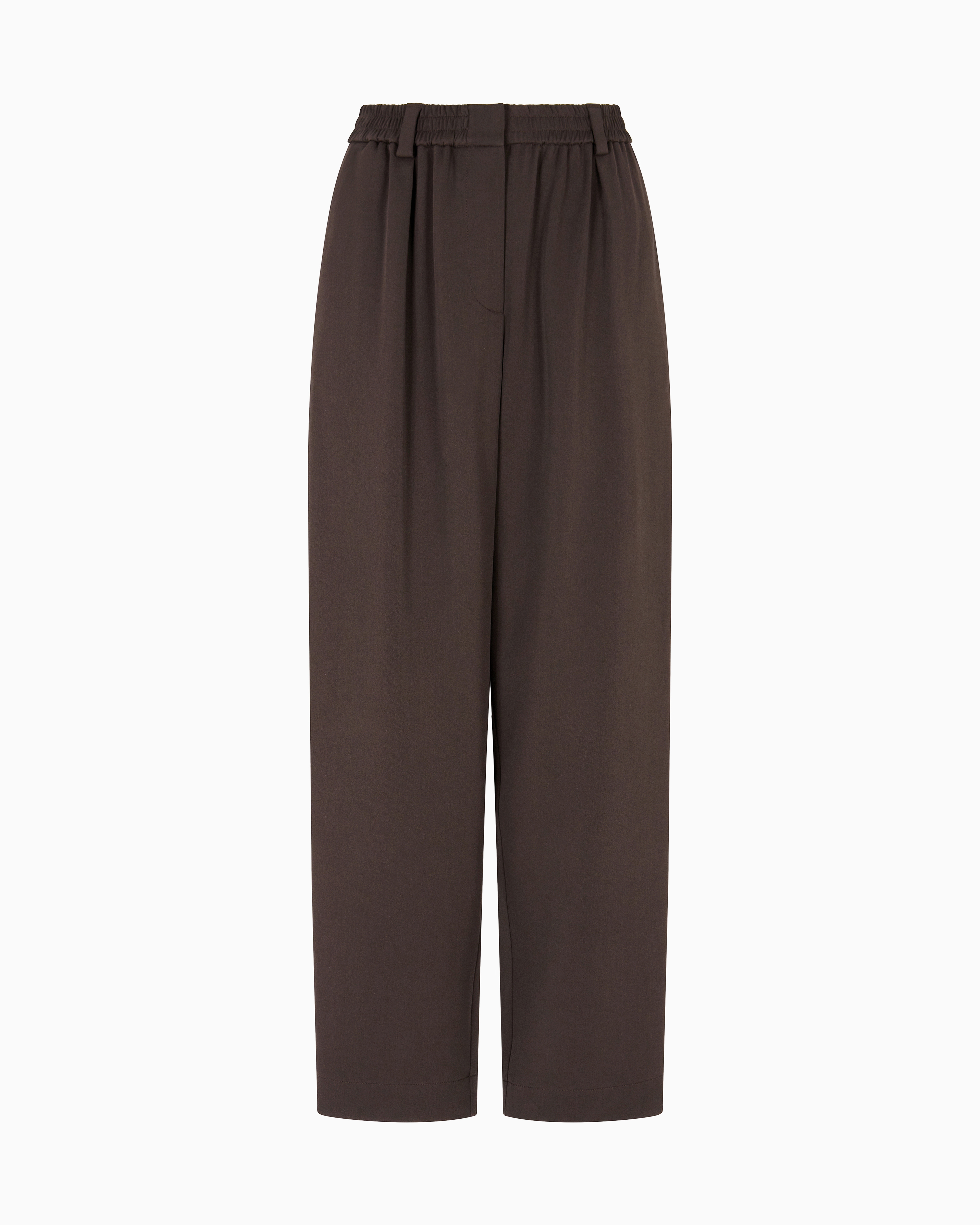 Giorgio Armani Straight Trousers In Silk Double Georgette In Brown