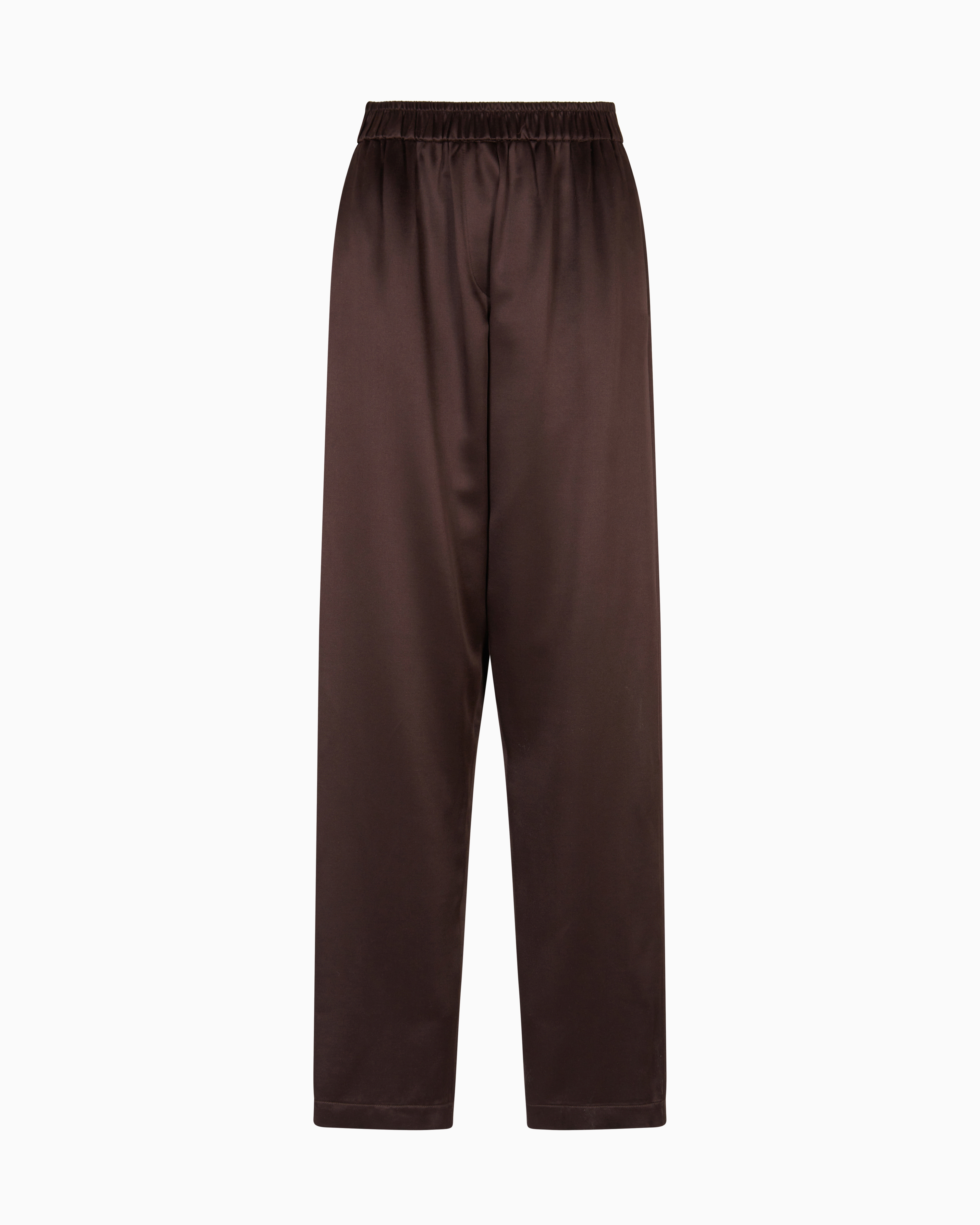 Giorgio Armani Straight-cut Trousers In Tussah Silk Satin In Brown