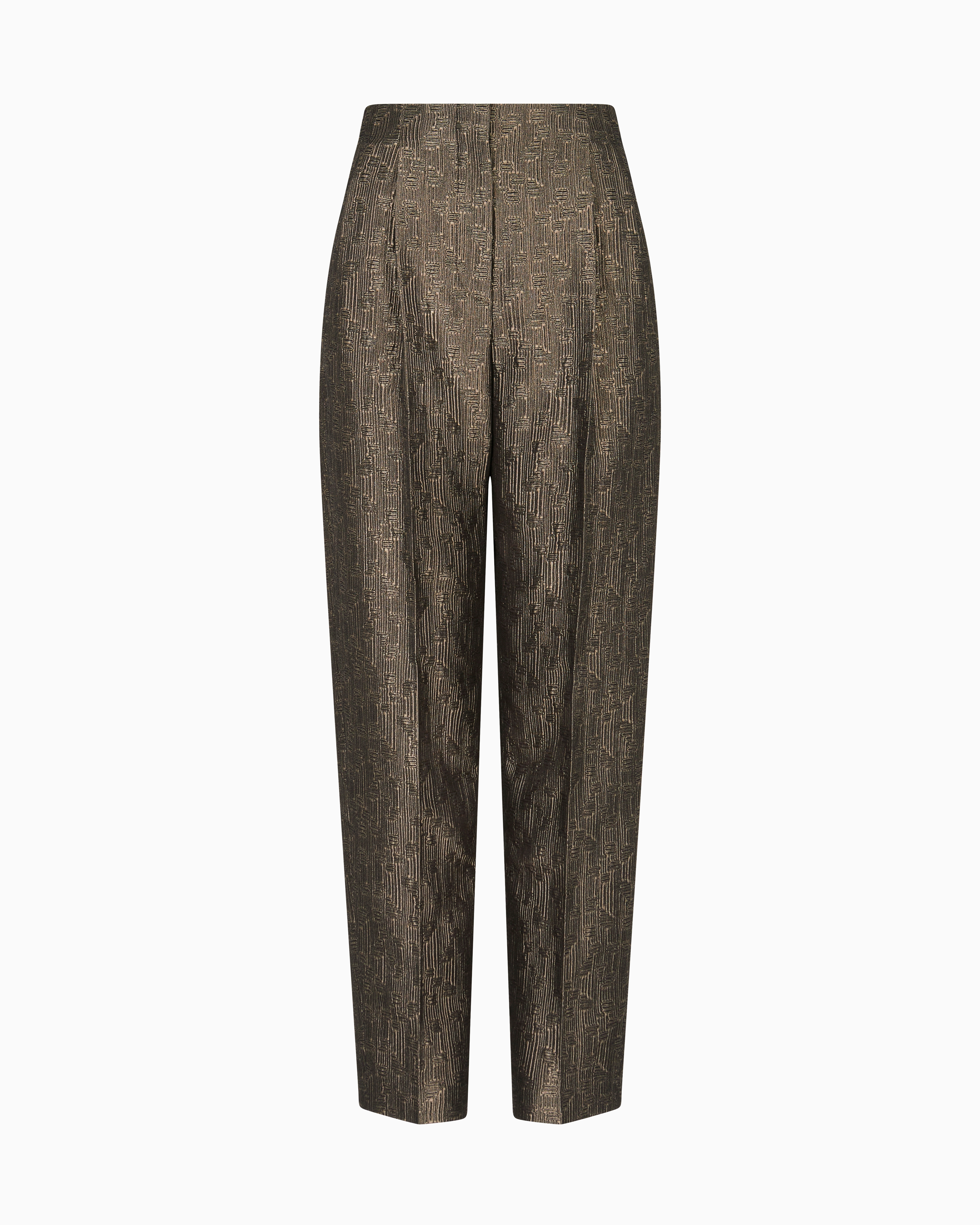 Giorgio Armani Jacquard Silk And Wool Single-pleat Trousers In Multi