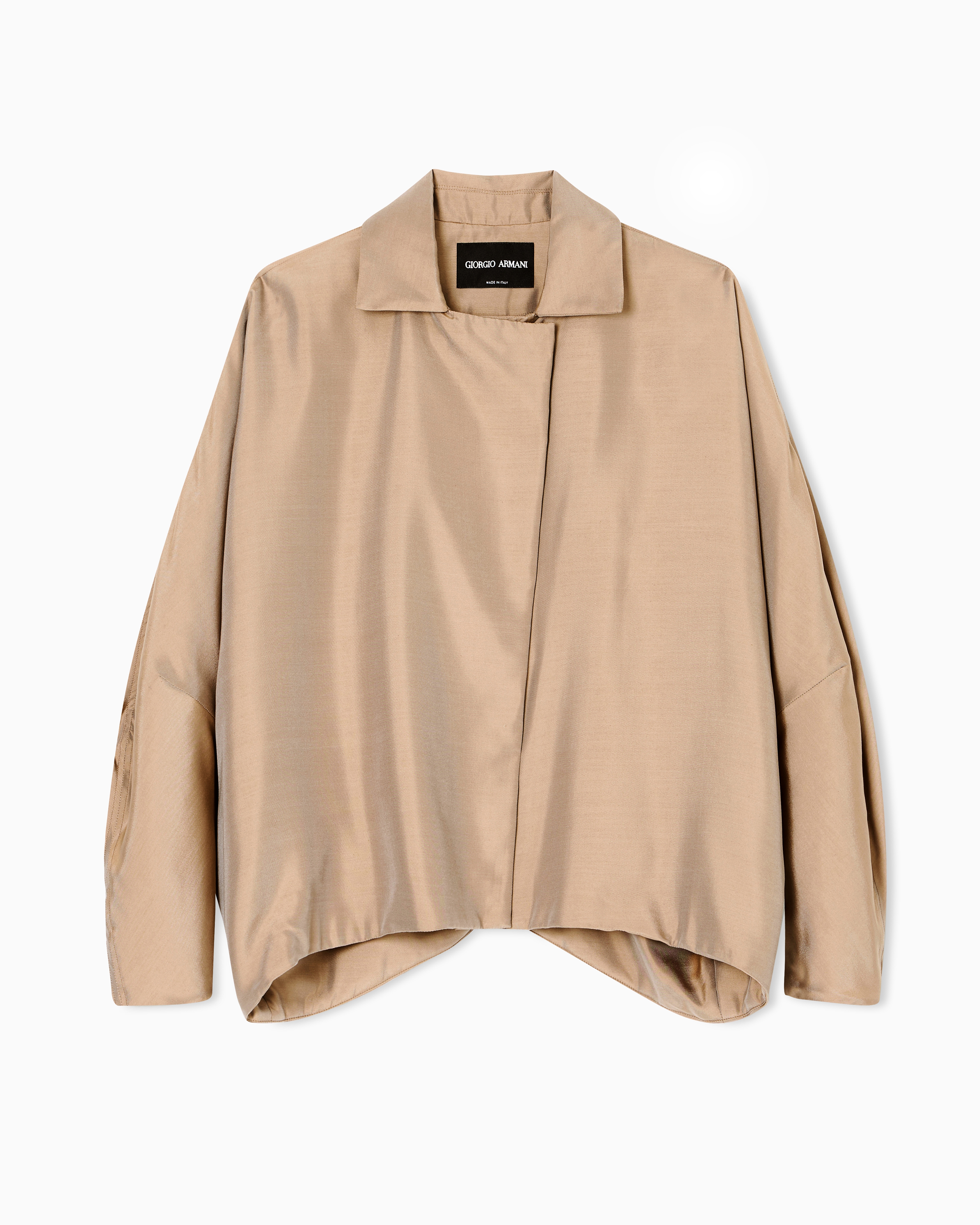 Giorgio Armani Silk Satin Blouson In Neutral