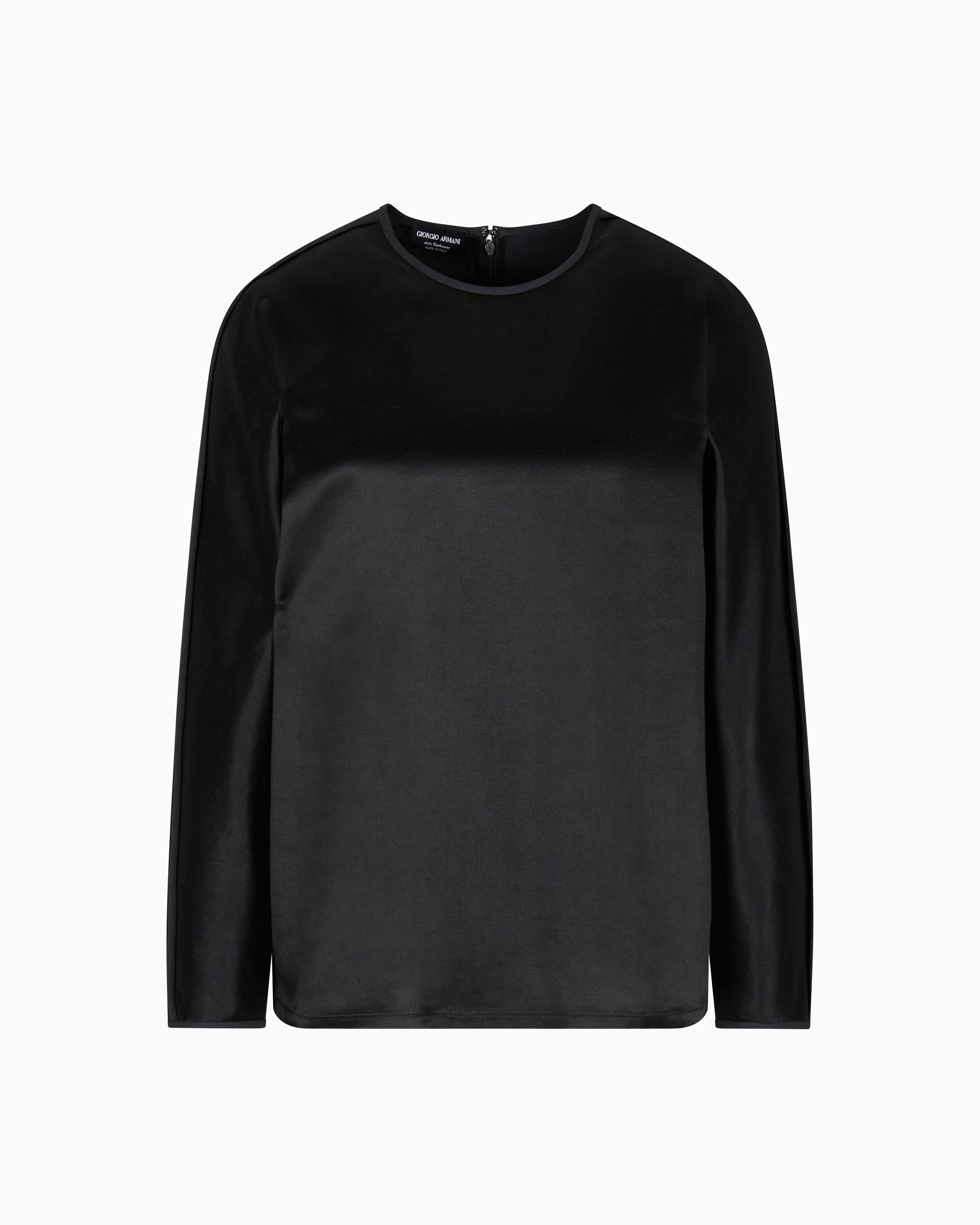 Giorgio Armani Silk Blouse With Tonal Piping In Black