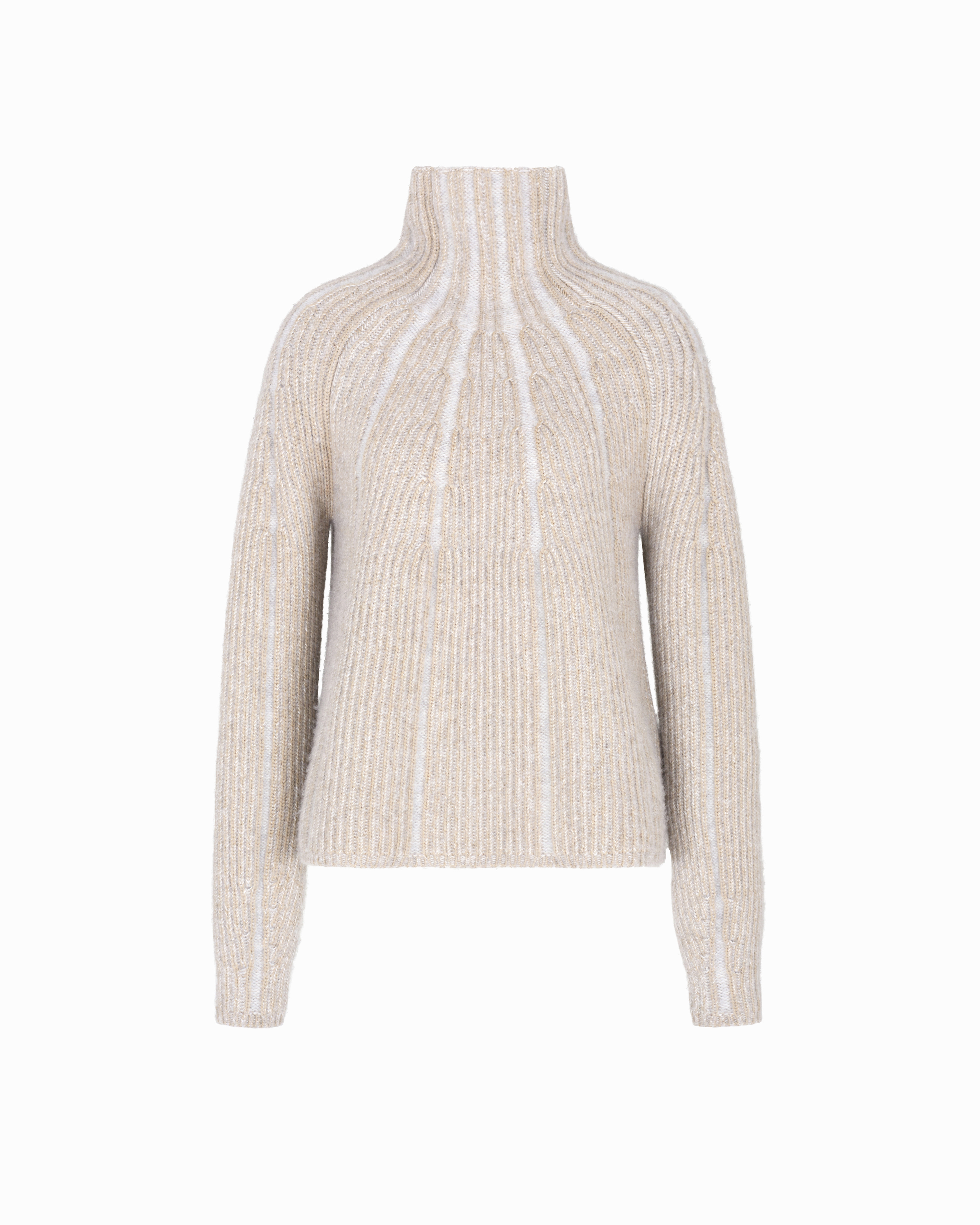 Giorgio Armani Virgin Wool, Cashmere And Silk Mock-neck Jumper In Neutral