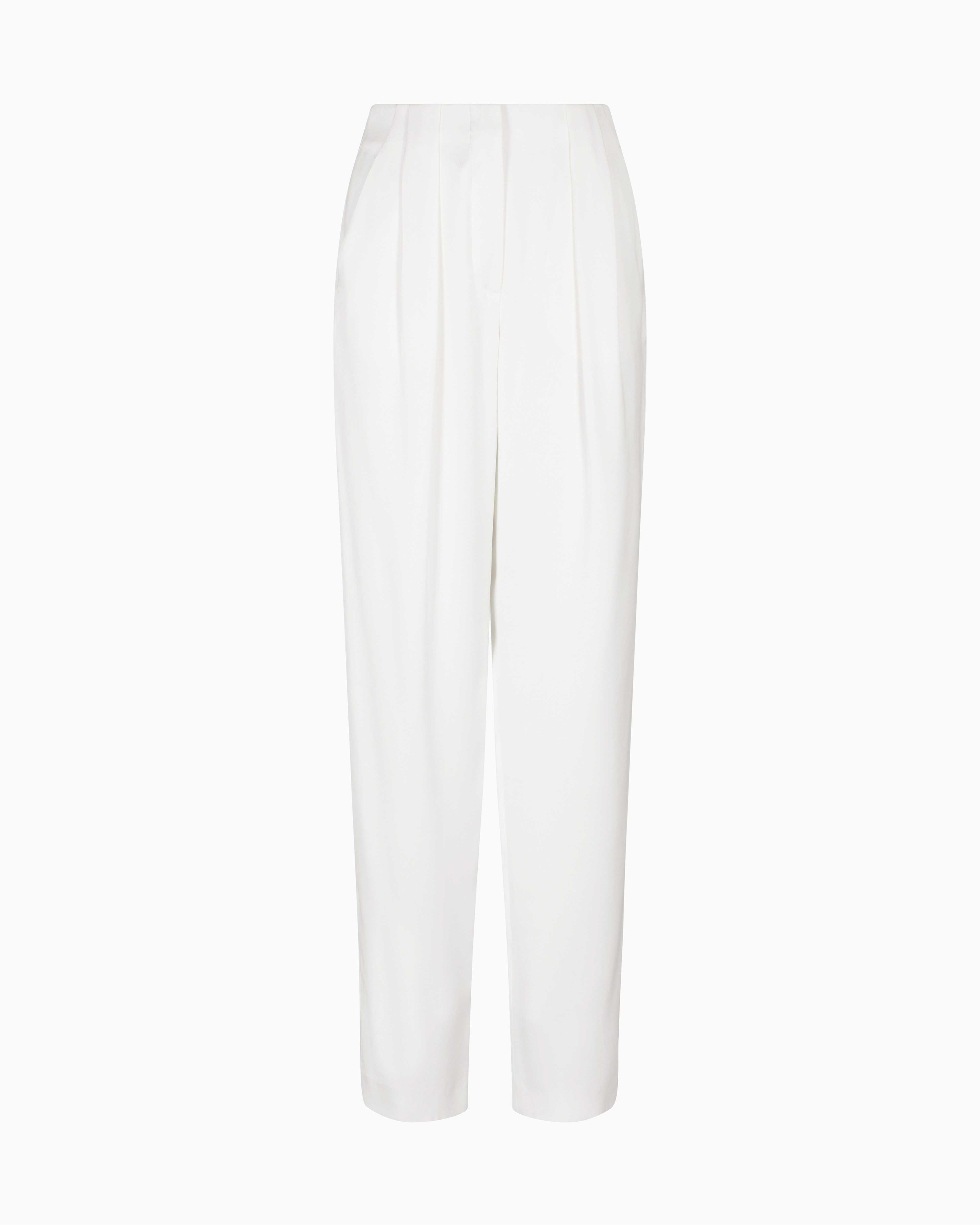 Giorgio Armani Double-sided Silk-satin Two-pleat Trousers In White