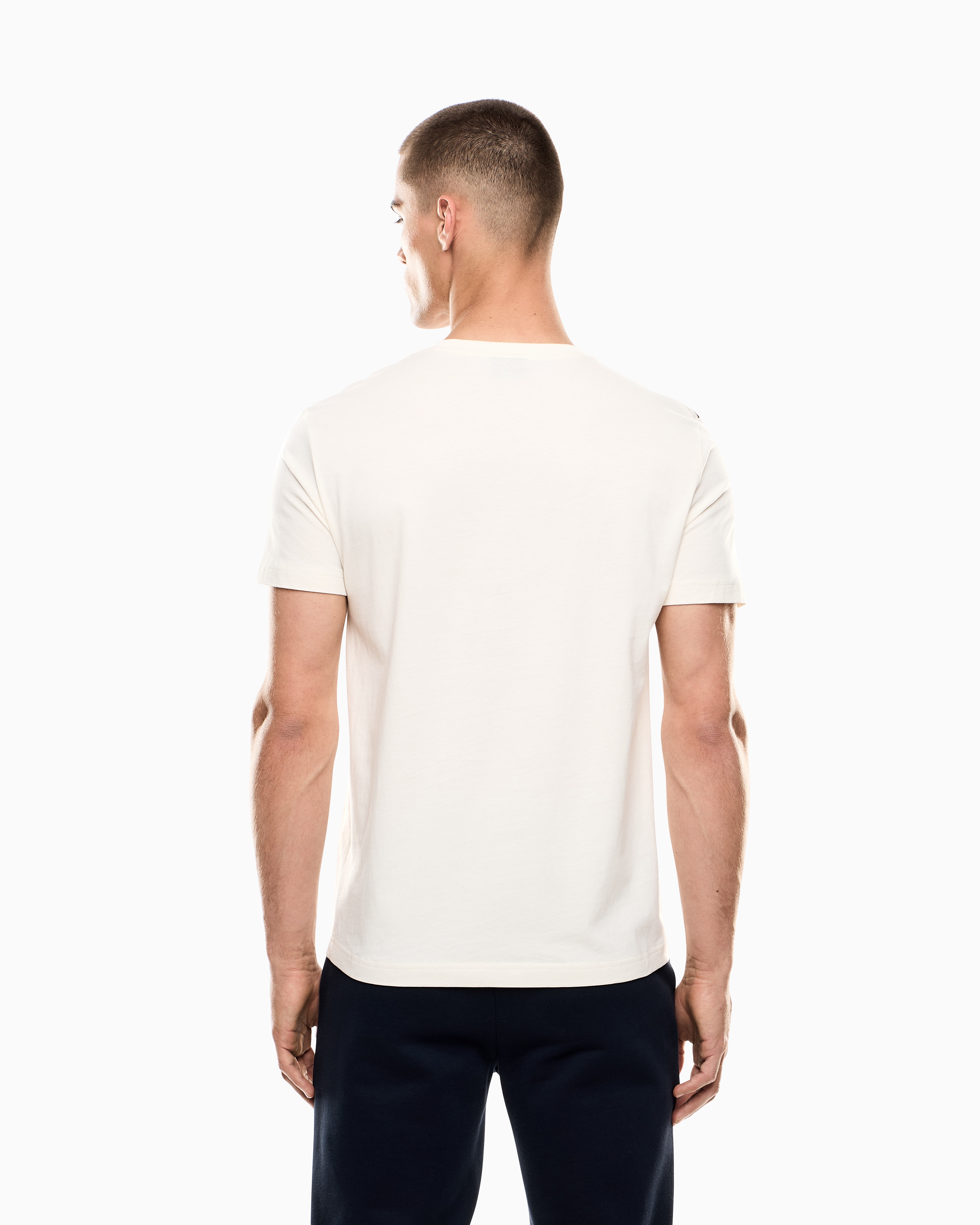 Ea7 T-shirt Ras-du-cou 7 Lines En Jersey De Mélange De Coton Asv