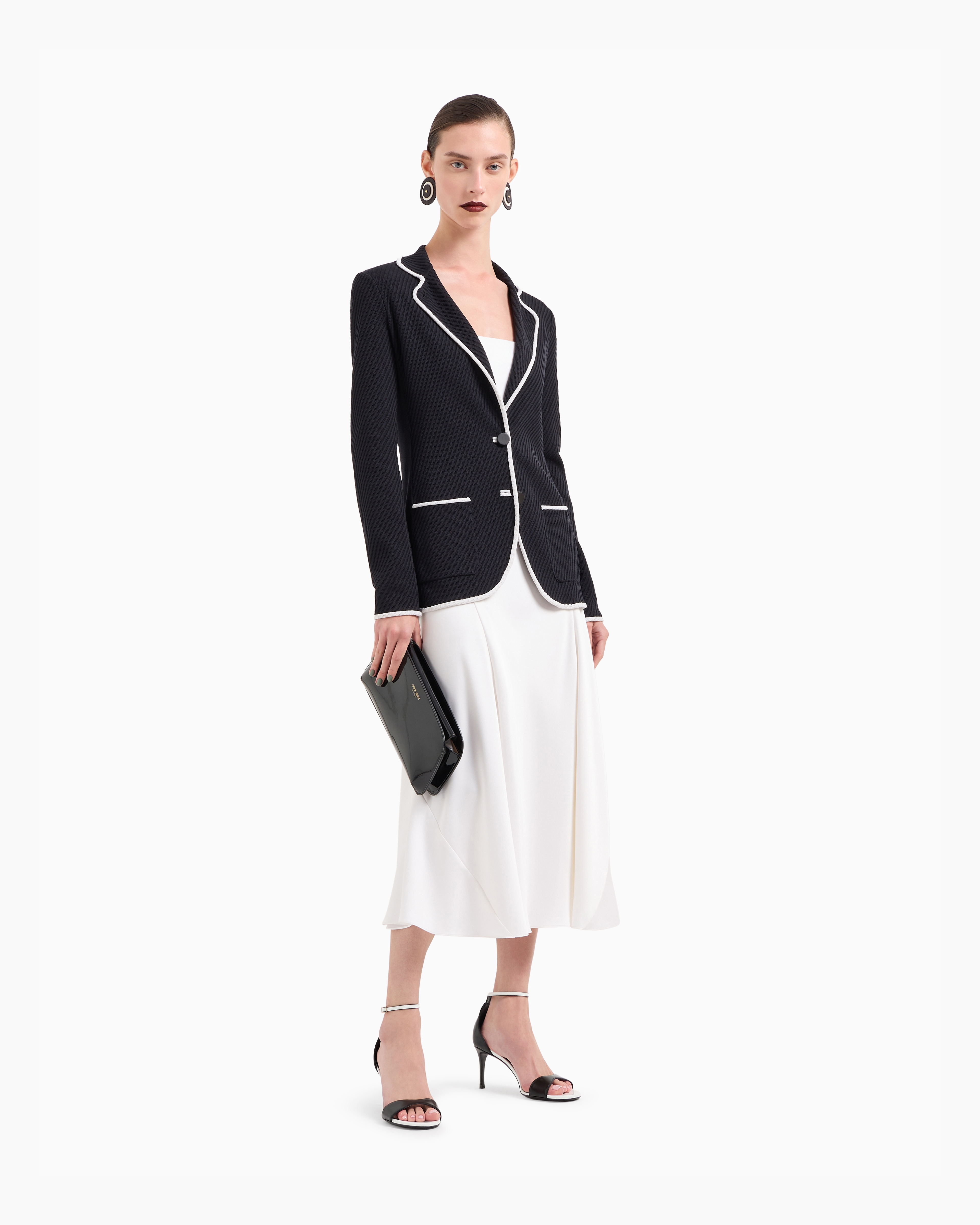 Giorgio Armani Silk Pointelle Knit Single-breasted Jacket In Black